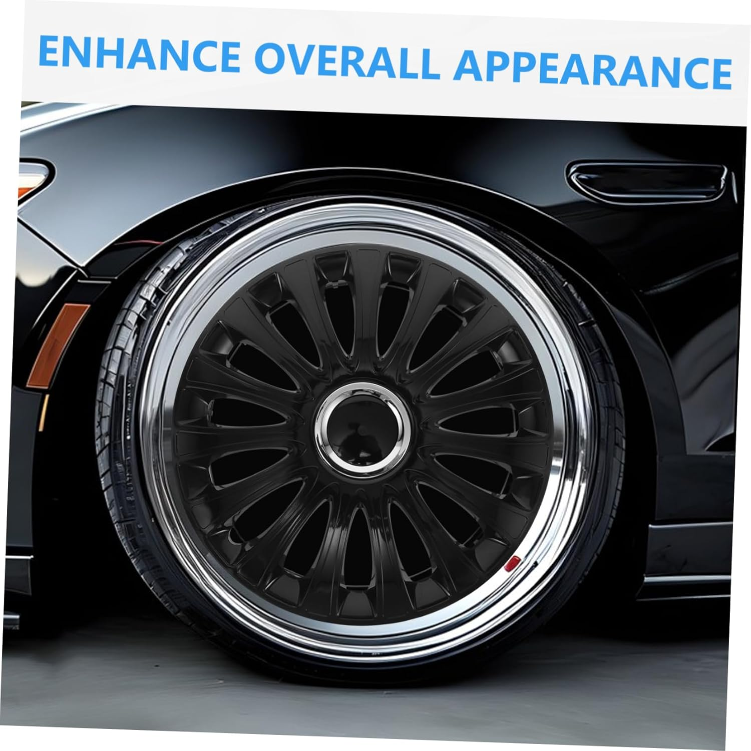 Beatifufu 14-Inch Universal Automotive Wheel Hub Cover Black Plastic Rim Caps Replacement Hubcaps for Cars Truck Vehicle Wheel Rim Decoration image number 6