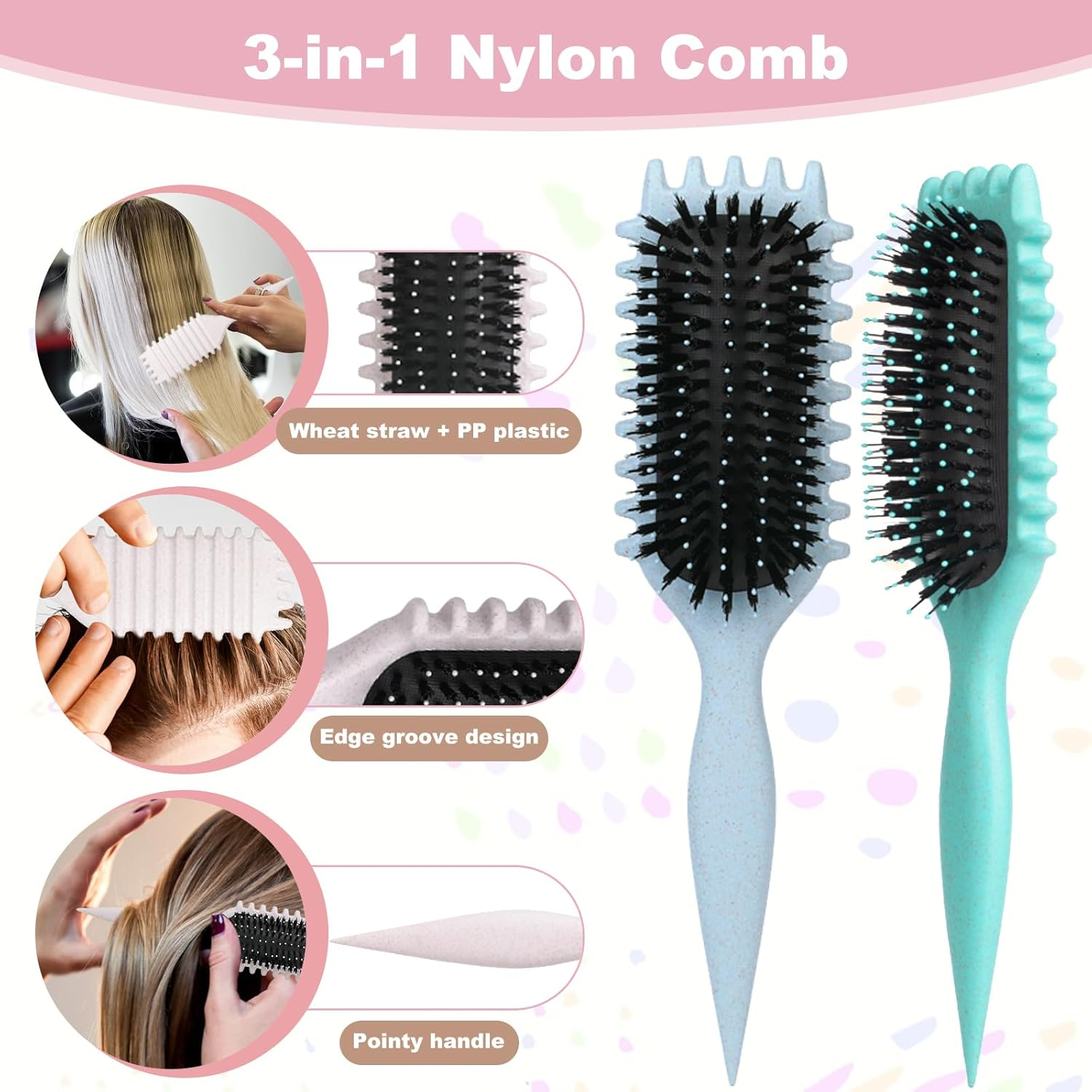 Curl Defining Brush, Air Blue - Styling Tool for Curls, Waves & Straight Hair - Blue image number 2