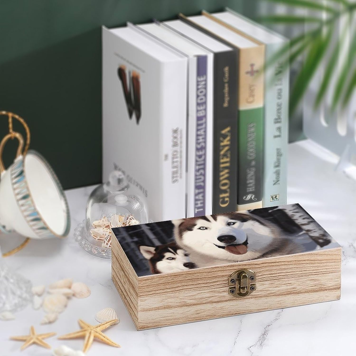 Huskies Wooden Box Wood Wedding Keepsake Boxes with Lids Small Decorative Boxes Lightweight Wooden Memory Storage Box for Crafts Keepsakes Jewelry Photo Letter Storage image number 1