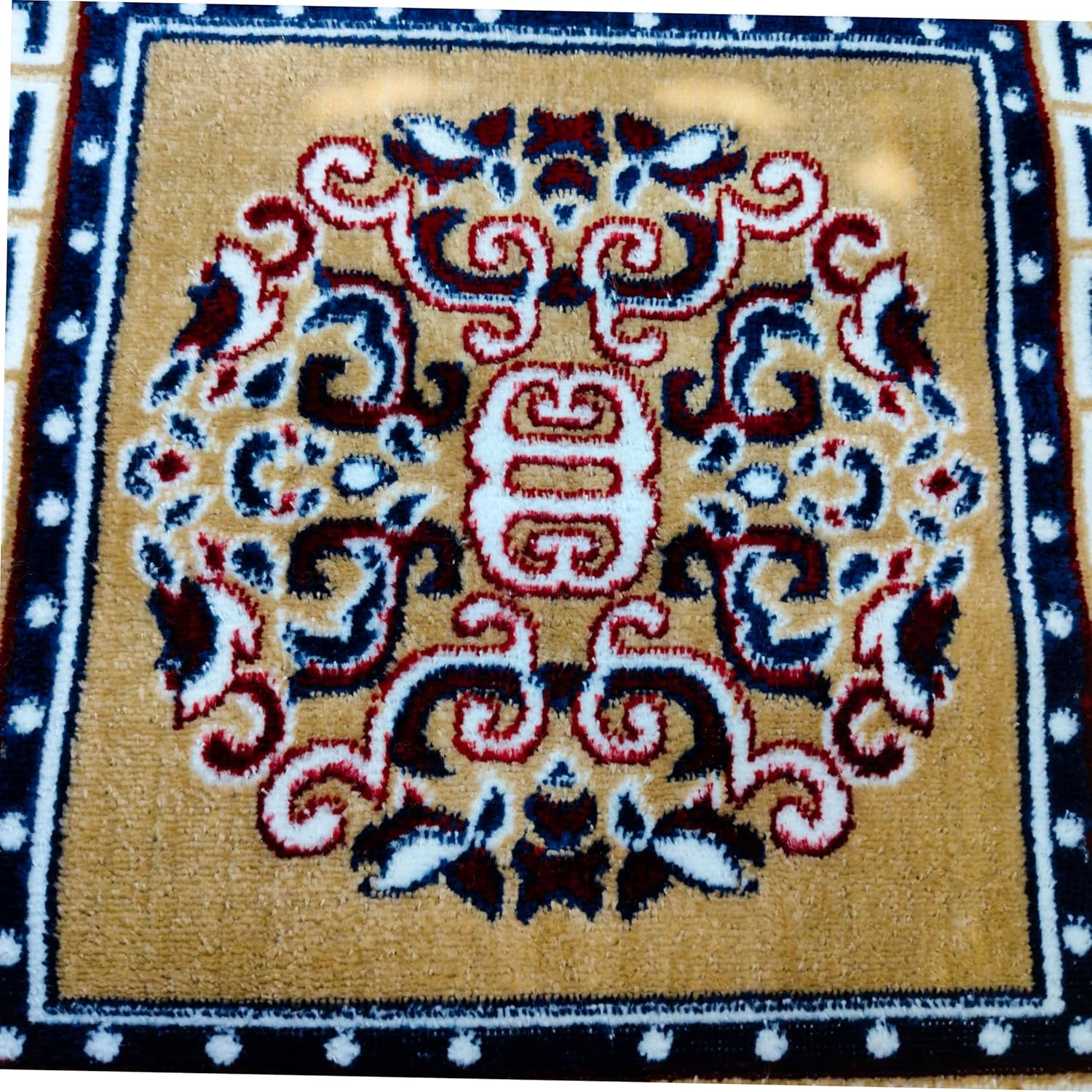 Pooja Aasan in Velvet for Puja and Yoga Meditation Rug Carpet, Mattress Mat Stylish Puja Clothes Rugs Pooja Aasan, Car Seat Cover, Sofa Mat Set Traditional Table Decor (24" Inch Buff Color) image number 5