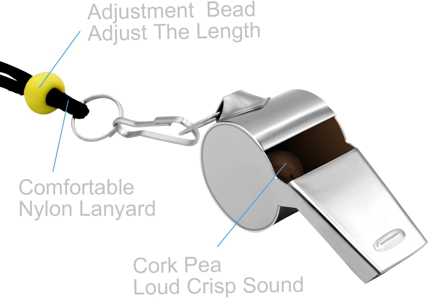 WONAPAD Whistle, Stainless Steel Sports Whistles with Lanyard, Loud Crisp Sound Whistles Great for Coaches, Referees, Teachers and Polices image number 1