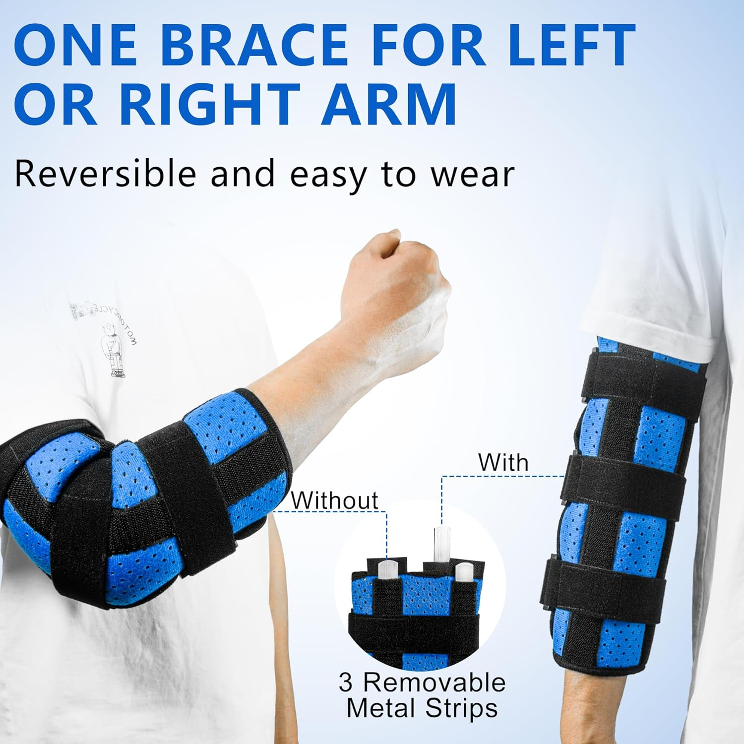 Elbow Brace with 3 Removable Splints for Cubital Tunnel Syndrome, Ulnar Nerve Pain, Stroke Recovery & Arm Injury, Adjustable Night Immobilizer for Men & Women, Left & Right Arm Support image number 5