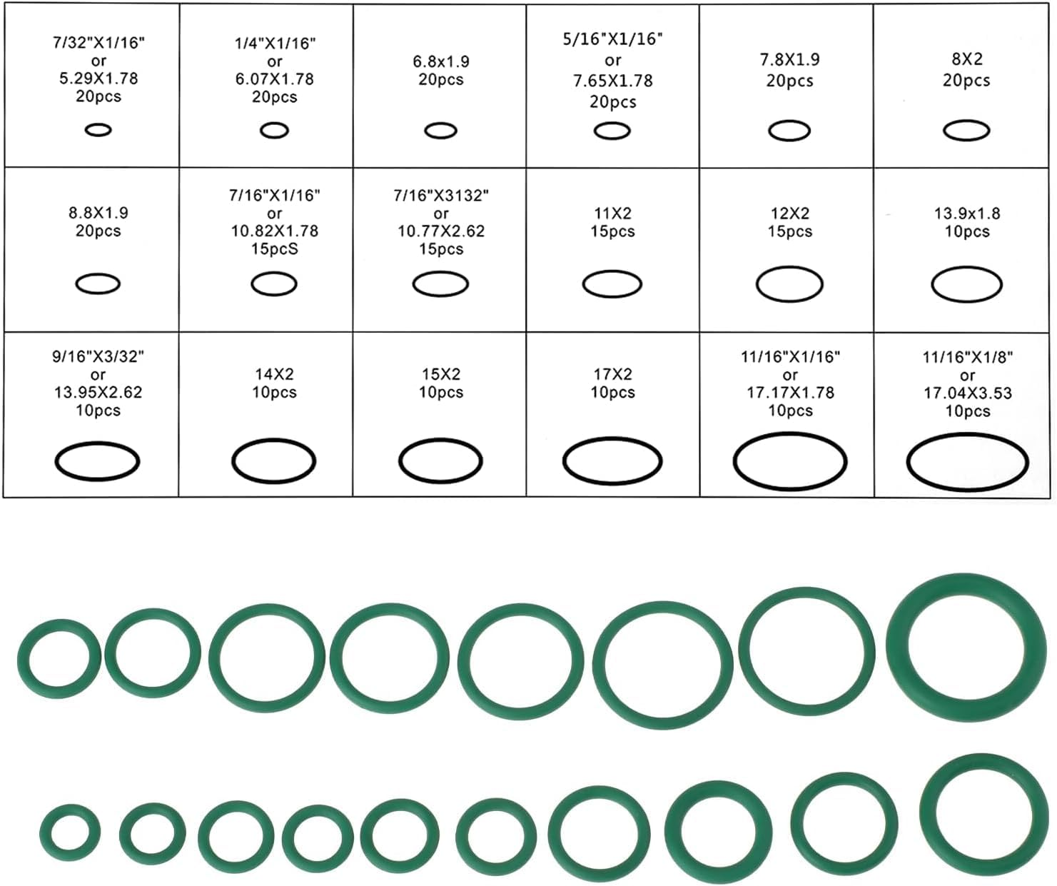 270 Pcs O Rings Kit Car Air Conditioning Compressor Seals O-Ring Rubber Seals AC O Ring Sealing O Rings Gasket Assortment Set for A/C Professional Plumbing Automotive image number 3