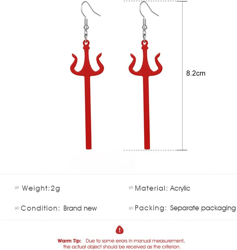 Devil Cosplay Costume Accessories - Red Devil Pitchfork Earrings for Women & Girls - Halloween Party Decorations image number 5
