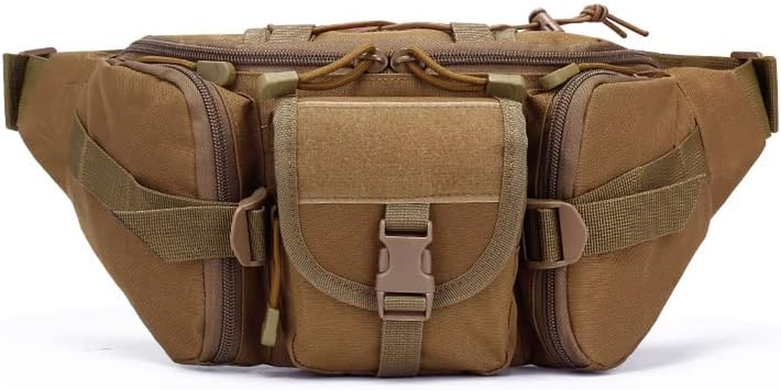 AIMALL 1X Utility Tactical Men Waist Bag Pack - Military Hiking Camping Belt Pouch, Durable Nylon, Multi-Functional with Adjustable Strap, 13.78 X 3.93 X 6.69 Inches, Black