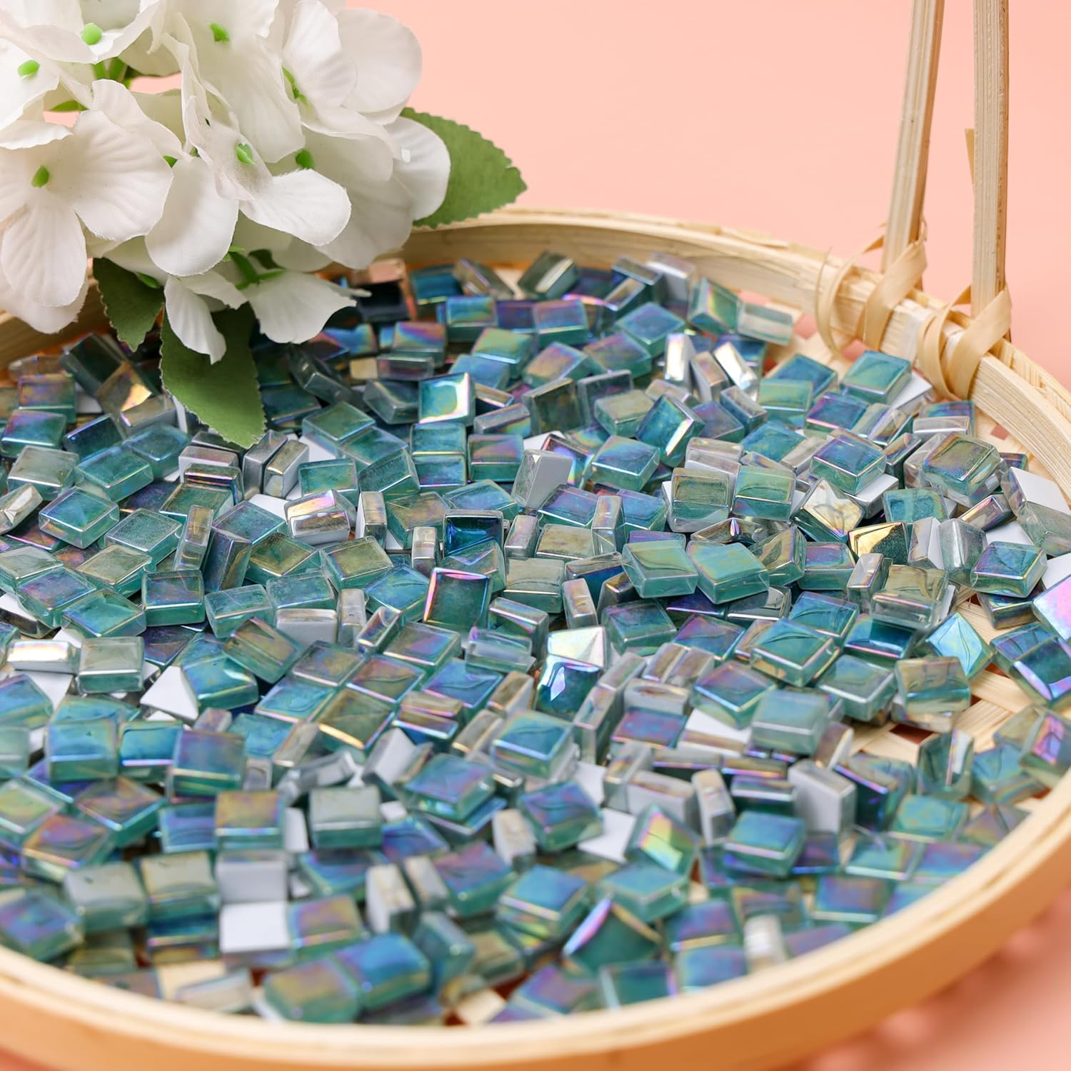 Iridescent Glass Mosaic Tiles for Crafts Bulk Square Blue Mosaic Pieces 160Pcs Flat Mirror Glass Tile Kits for Adults DIY Handmade Craft Jewelry Art Decoration Kit - Navy Blue image number 2