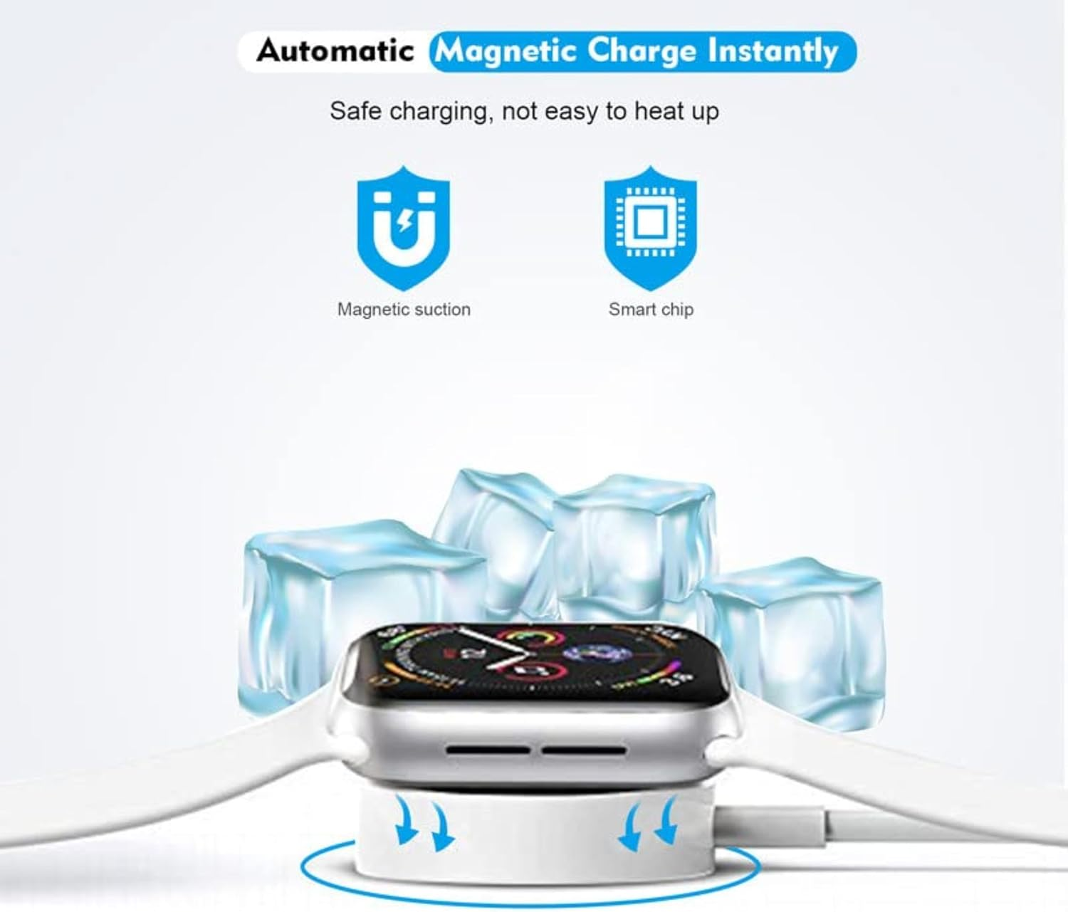 Fast Wireless Charger for Apple Watch Charger Cable -Magnetic and Secure Cable for Iwatch Charger Compatible with Apple Watch Charger Cable Series 10 9 8 SE 7 6 5 4 3 2 1 image number 5