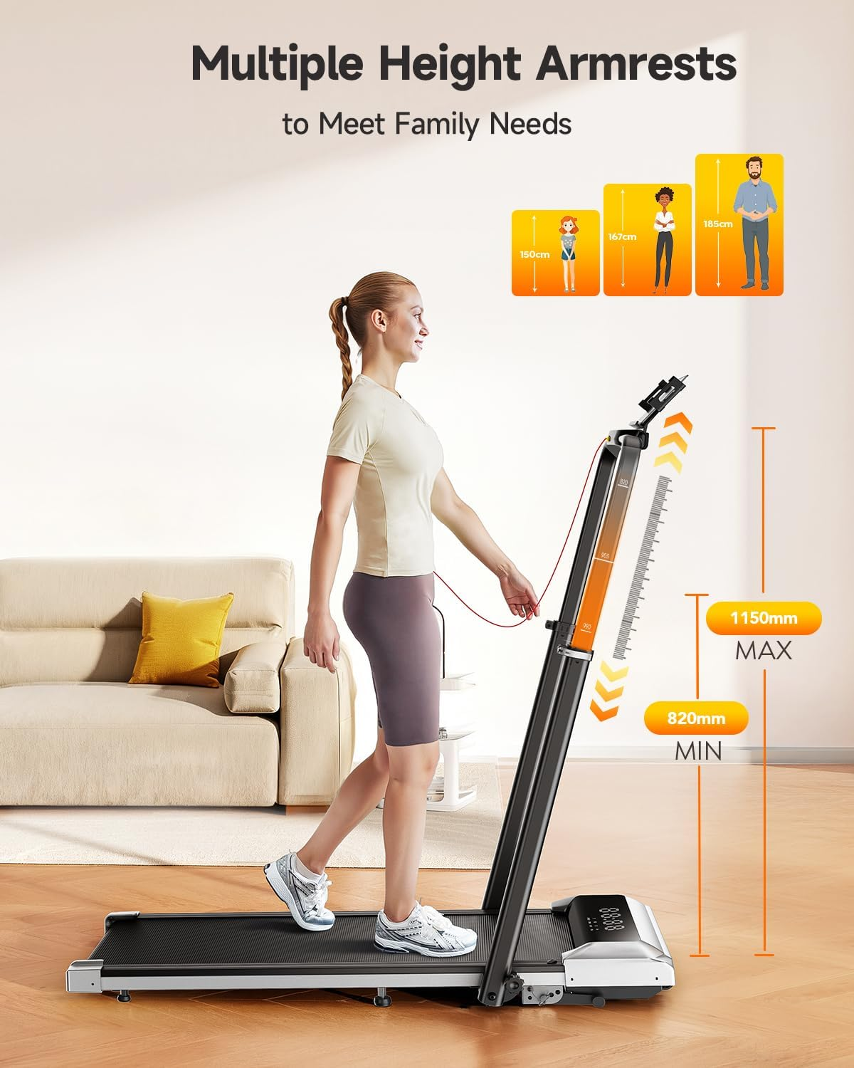 TOPUTURE Walking Pad Treadmill with 12% Incline, 6 in 1 Folding Treadmill with Adjustable Handle Bar for Home/Office, under Desk Treadmills Portable Walking Pad with App, Mute, Remote image number 6