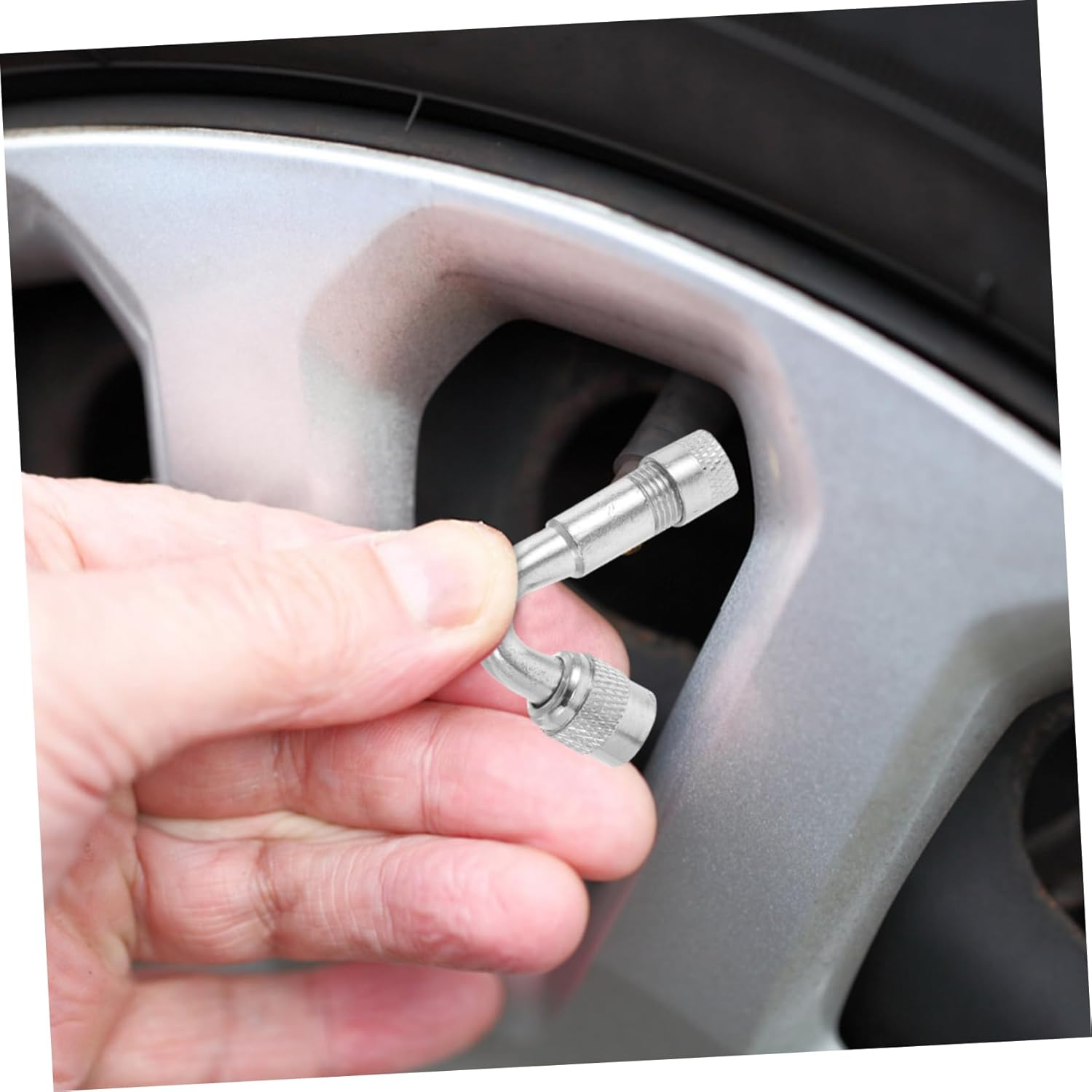 MOBUTOFU 4Pcs Valve Extension Rod Angled Metal Tire Valve Extensions for Car Motorcycle Tires Wheels image number 3