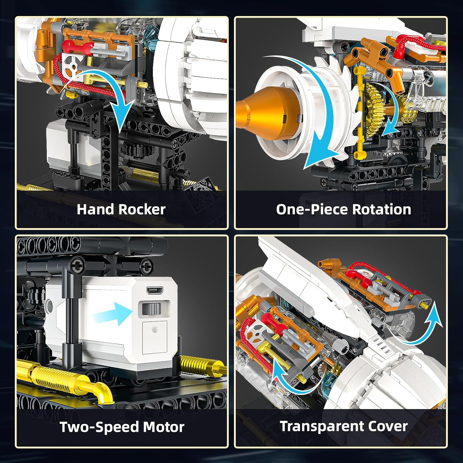 Toy Player Aeroplane Engine Kit for Adults, STEM Mini Engine Model with Motor & Hand Lever, Model Building Set for Boys 8-14, Gift Idea for Children & Teenagers (635 Pieces) image number 3