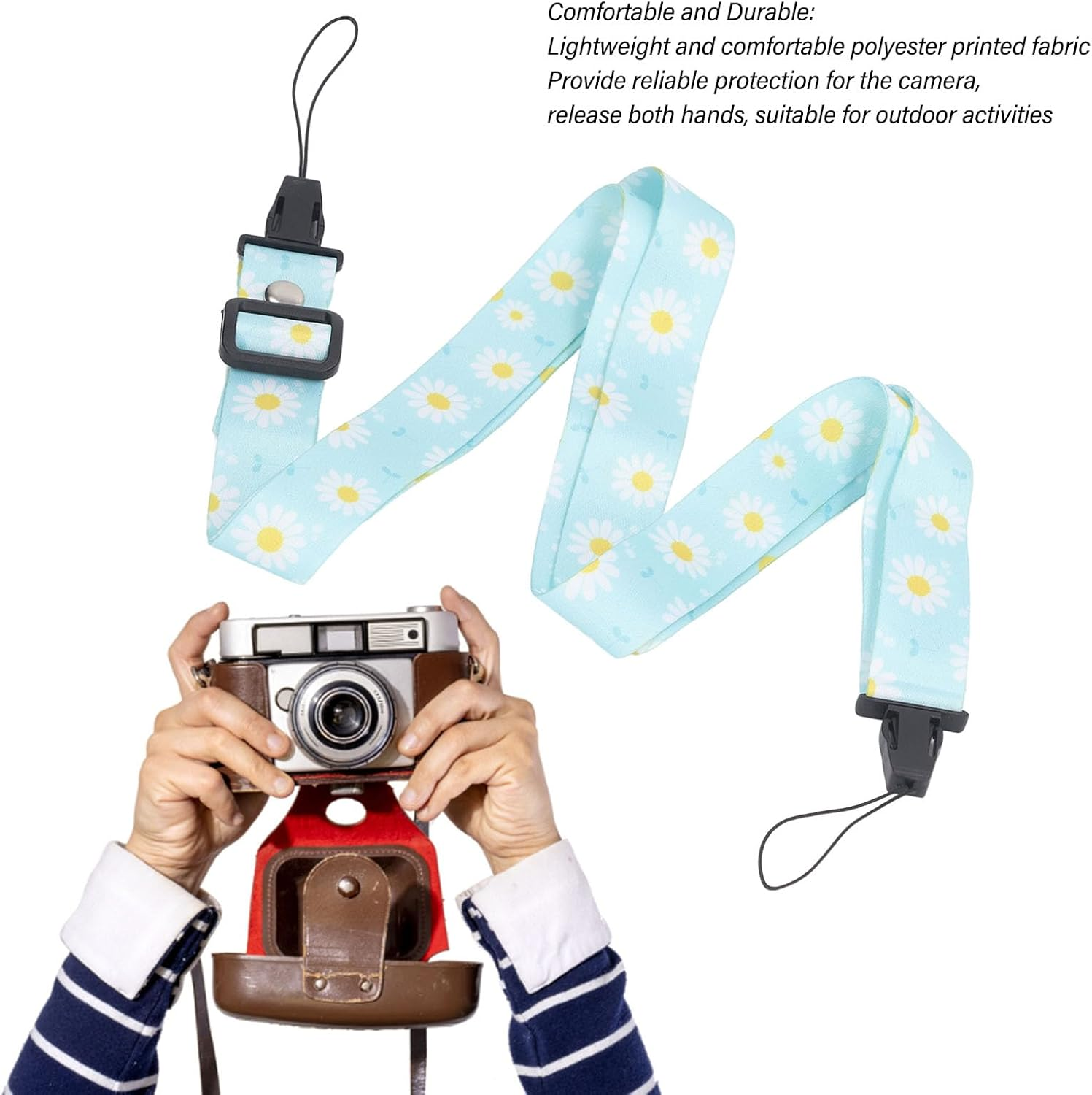 Zopsc Cute Camera Strap, Stylish Printed Camera Strap Beltfor Fuji for POLAROID for Instant Camera Mini12 11 8, Adjustable Thin Strap Neck Shoulder Strap for Girls Boys (Flower Pattern) - Gradient image number 6