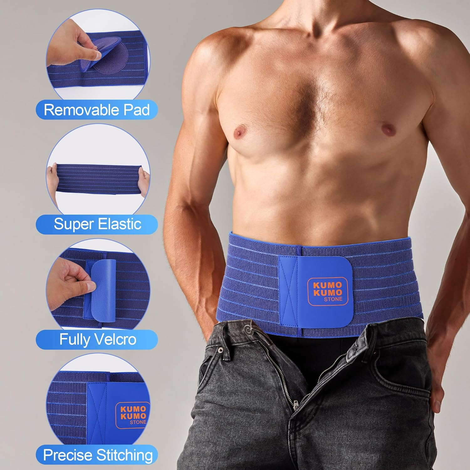 Umbilical Hernia Belt - for Men and Women &ndash; Abdominal Hernia Binder for Belly Button Navel Hernia Support, Helps Relieve Pain - for Incisional, Epigastric, Ventral, & Inguinal Hernia image number 4