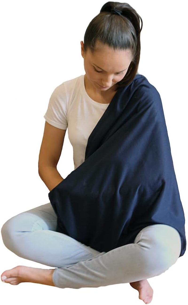 (2Pk Grey/Navy) - 2Pk LK Baby Infinity Nursing Scarf Breastfeeding Cover Ultra Soft (Grey/Navy) image number 4