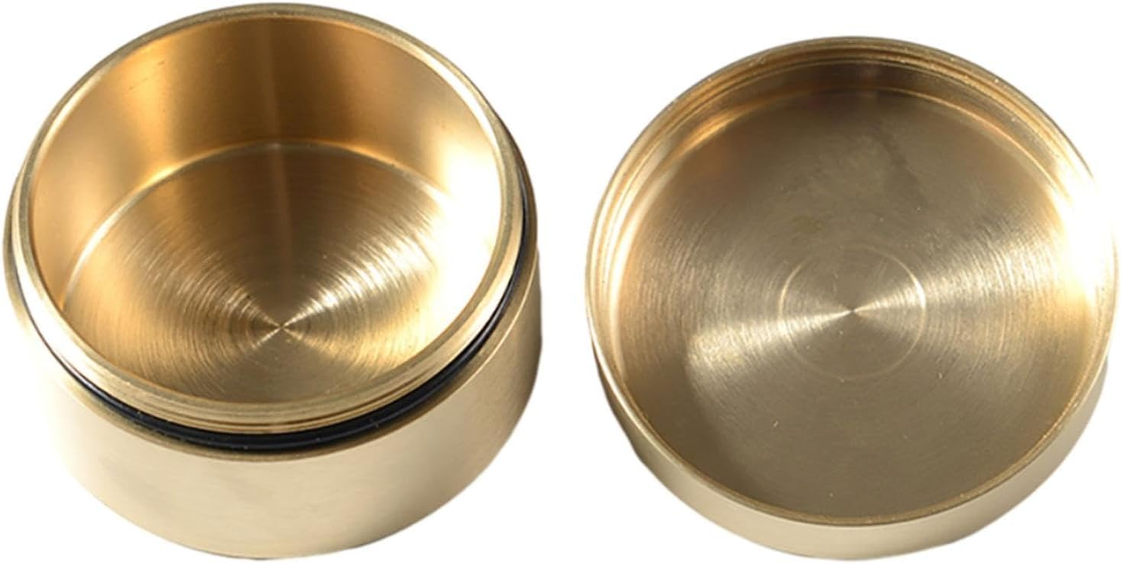 Colaxi Brass Pill Case Pocket Pill Container Multipurpose Portable Dustproof round Pill Box Sealed Container for Outdoor Working