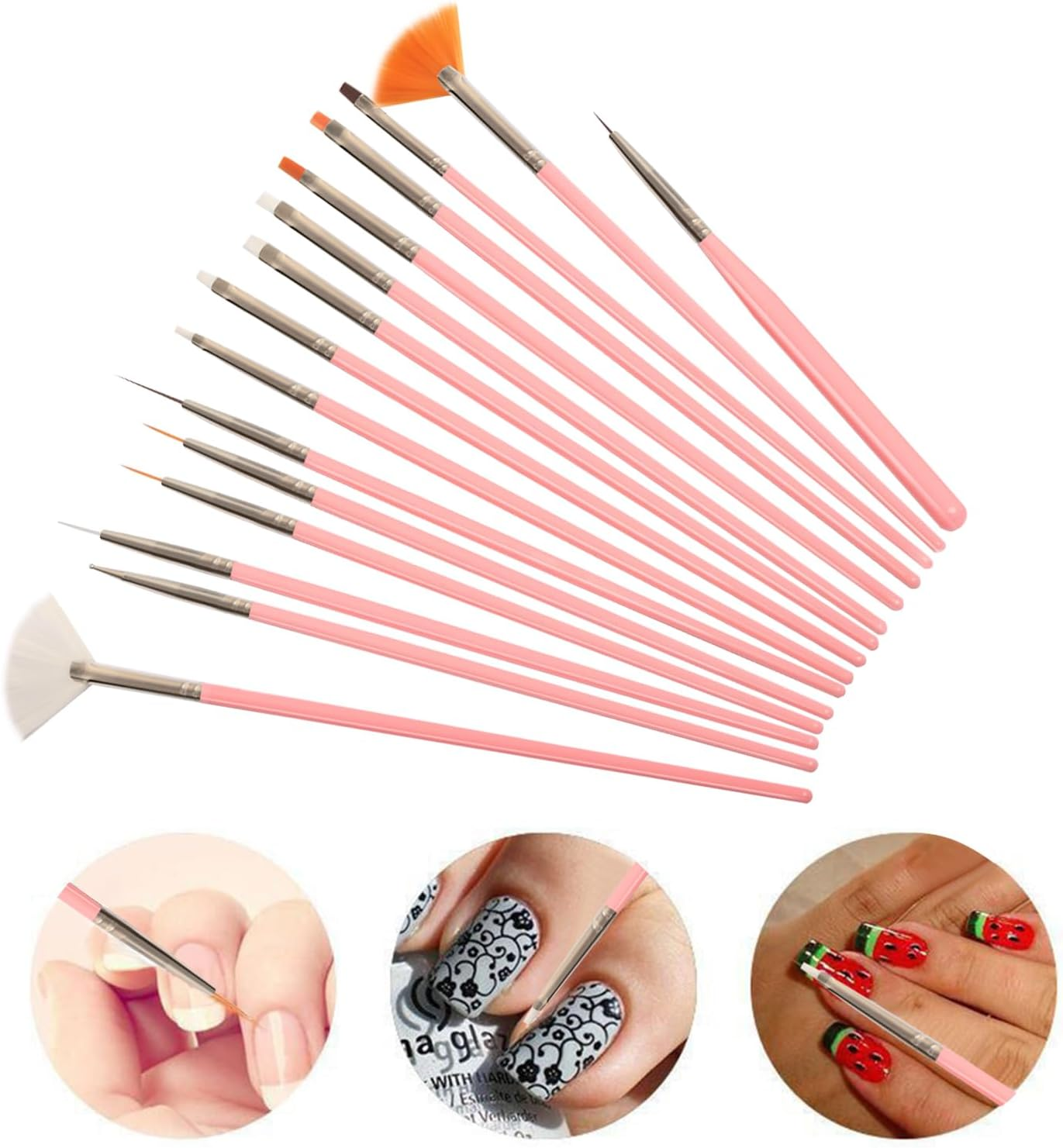 Professional Nail Art Brush Dotting Tools Kit (31Pcs Pink) - N31 Black image number 4