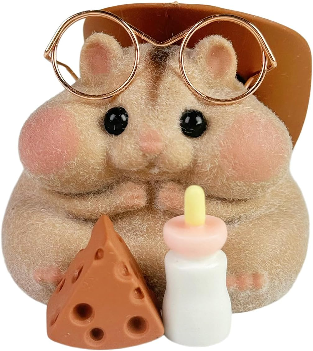 Handmade Taba Squishy Hamster Toy, Cute Squishy Hamster Fidget Toy, Realistic Hamster Toy, Soft Silicone Mochi Furry Toy, Stress Relief Gift for Adults & Kids, Sensory Anxiety Plushie (Pink)