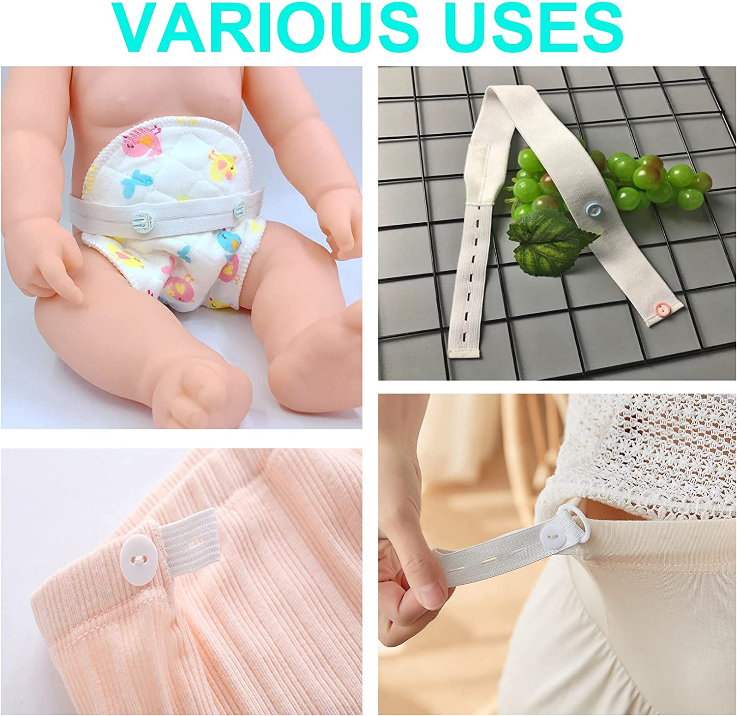 Flat Sewing Band Spool with Buttonholes, Elastic Stretchable, Ideal for DIY Waistbands and Necklines (White, 3/4 Inch &times; 3 Yards) image number 6