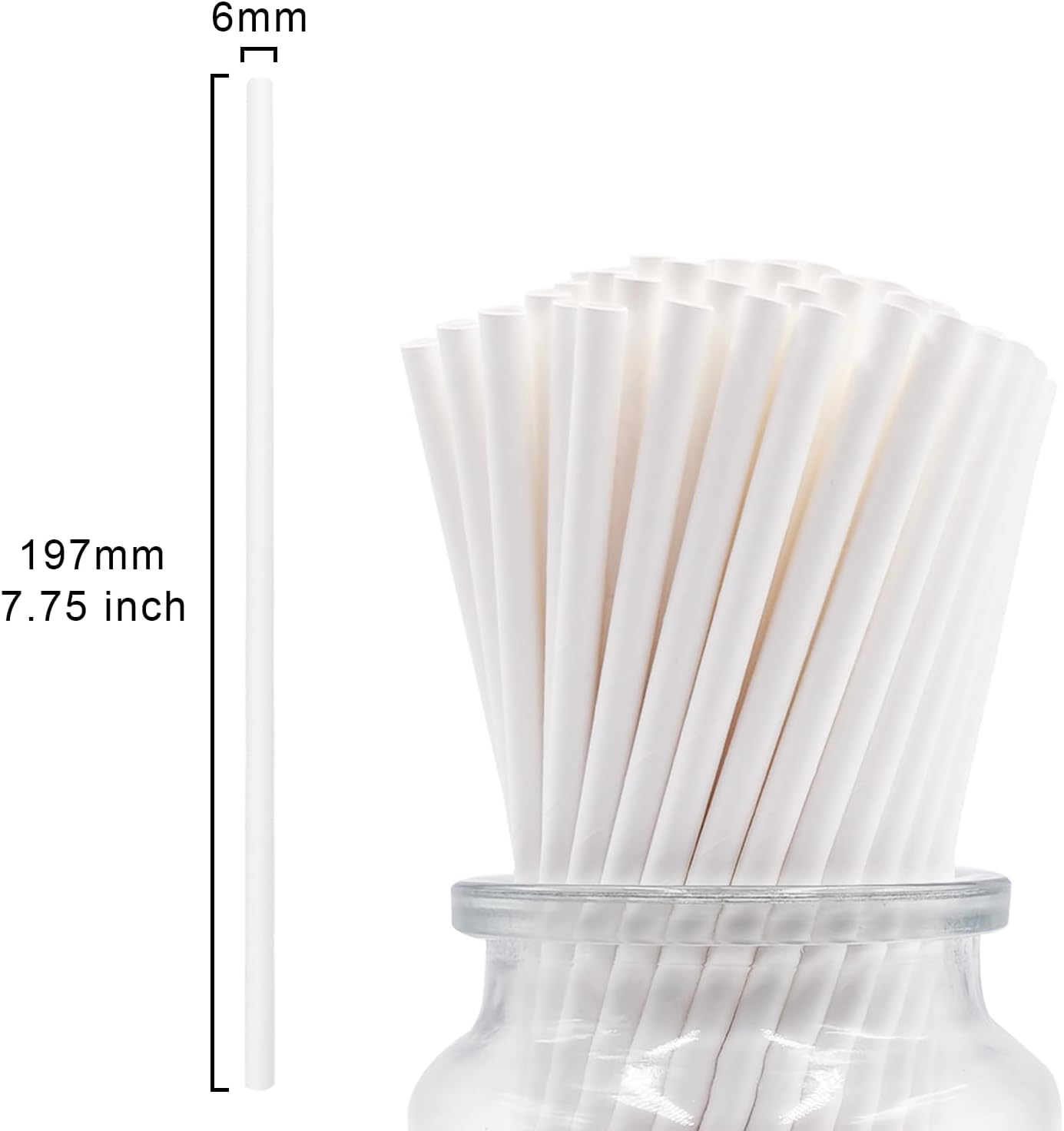 Biodegradable Solid White Paper Drinking Straw,100 Pack Disposable White Cocktail Straws Bulk for Party Supplies, Bridal Shower, Birthday, Weddings, Restaurant image number 4