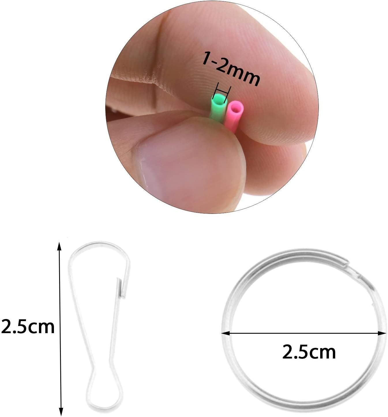 SING F LTD 200Pcs Mixed-Color Plastic Lacing Cord with Snap Clip Hooks and Ring for DIY Making Basic Knots Pendants Crafts image number 2