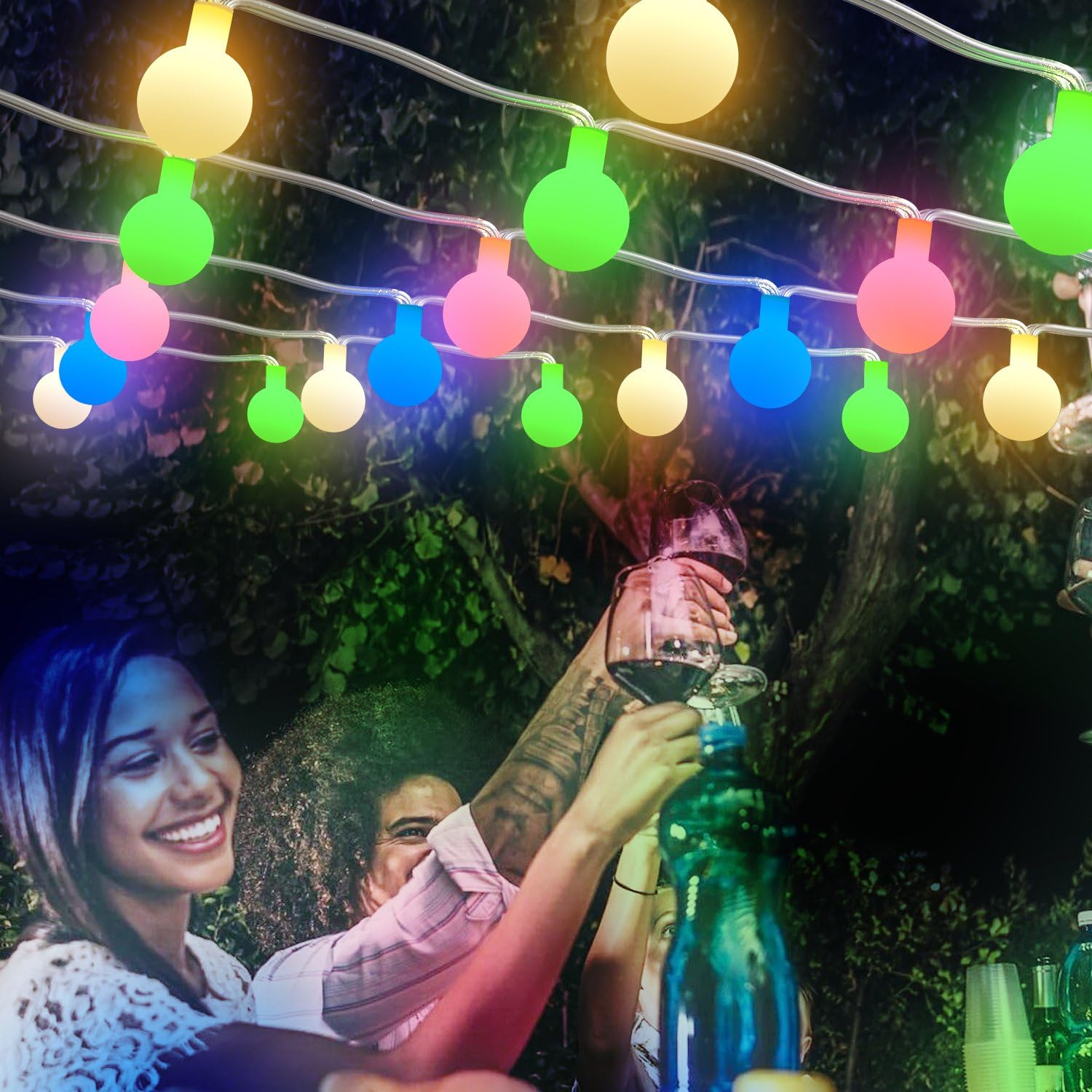 Bluefire Globe String Lights, 50 LED Globe Fairy Lights for Bedroom, 8 Mode Fairy String Lights Battery Operated for Wedding Party Birthday Christmas Gardens Decoration(Multicolor) image number 4