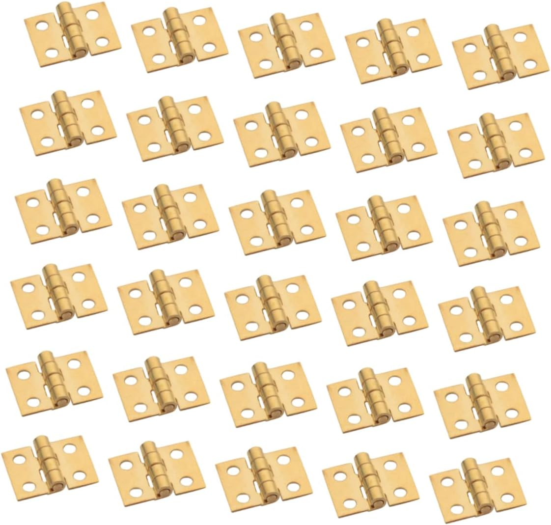 HOMSFOU 30 Pcs Box Mini Hinge Hinges for Kitchen Cabinets Miniature Dollhouse Accessories Furniture Mini Miniature Hinges for Crafts Minatures Crafts Copper Piano Small Hinge image number 2