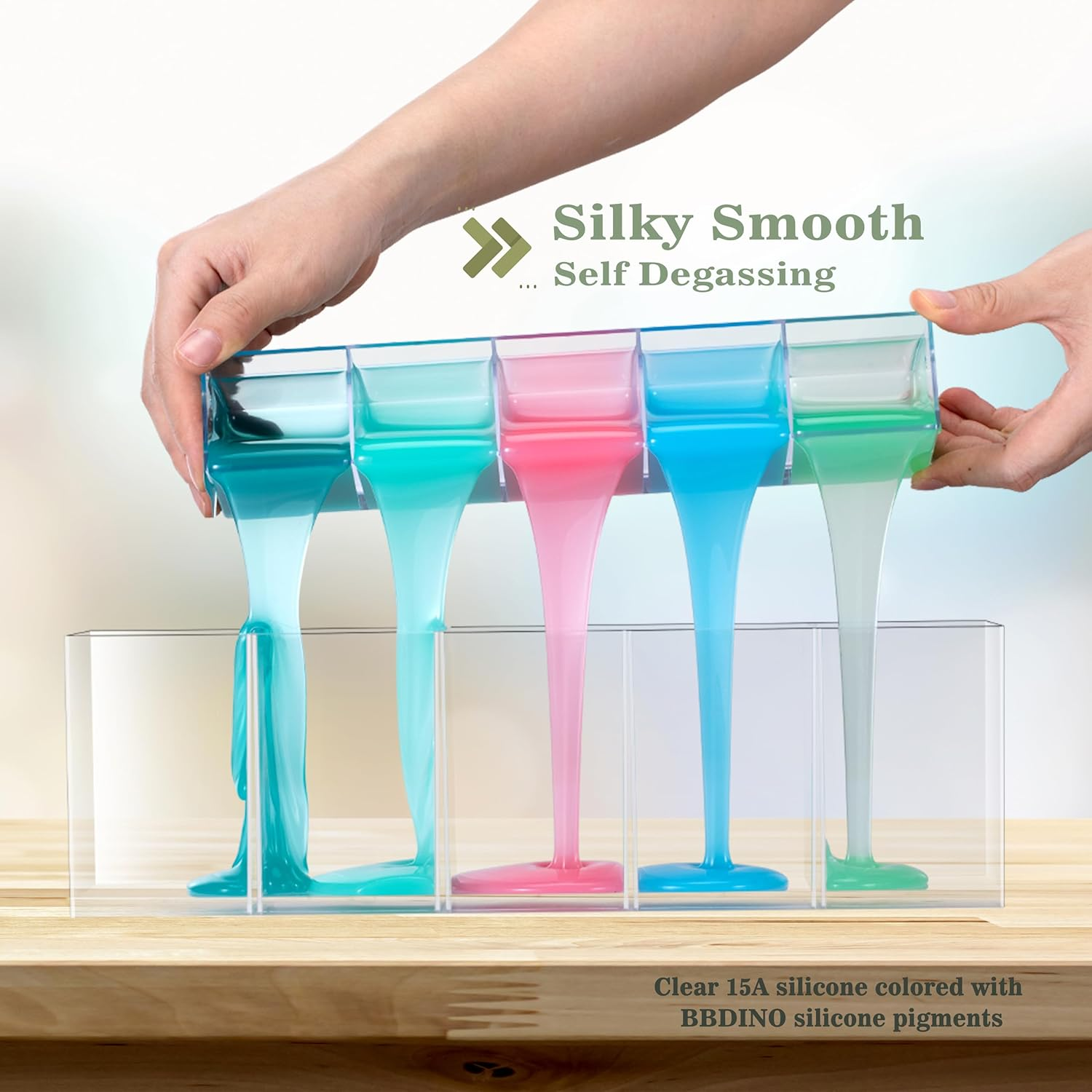 BBDINO Silicone Mold Making Kit, 15A Fast Cure Silicone for Mold Making Clear 1100G, 1A:1B Ideal for Resin/Soap/Candle/Silicon Molds Casting - Orange image number 4