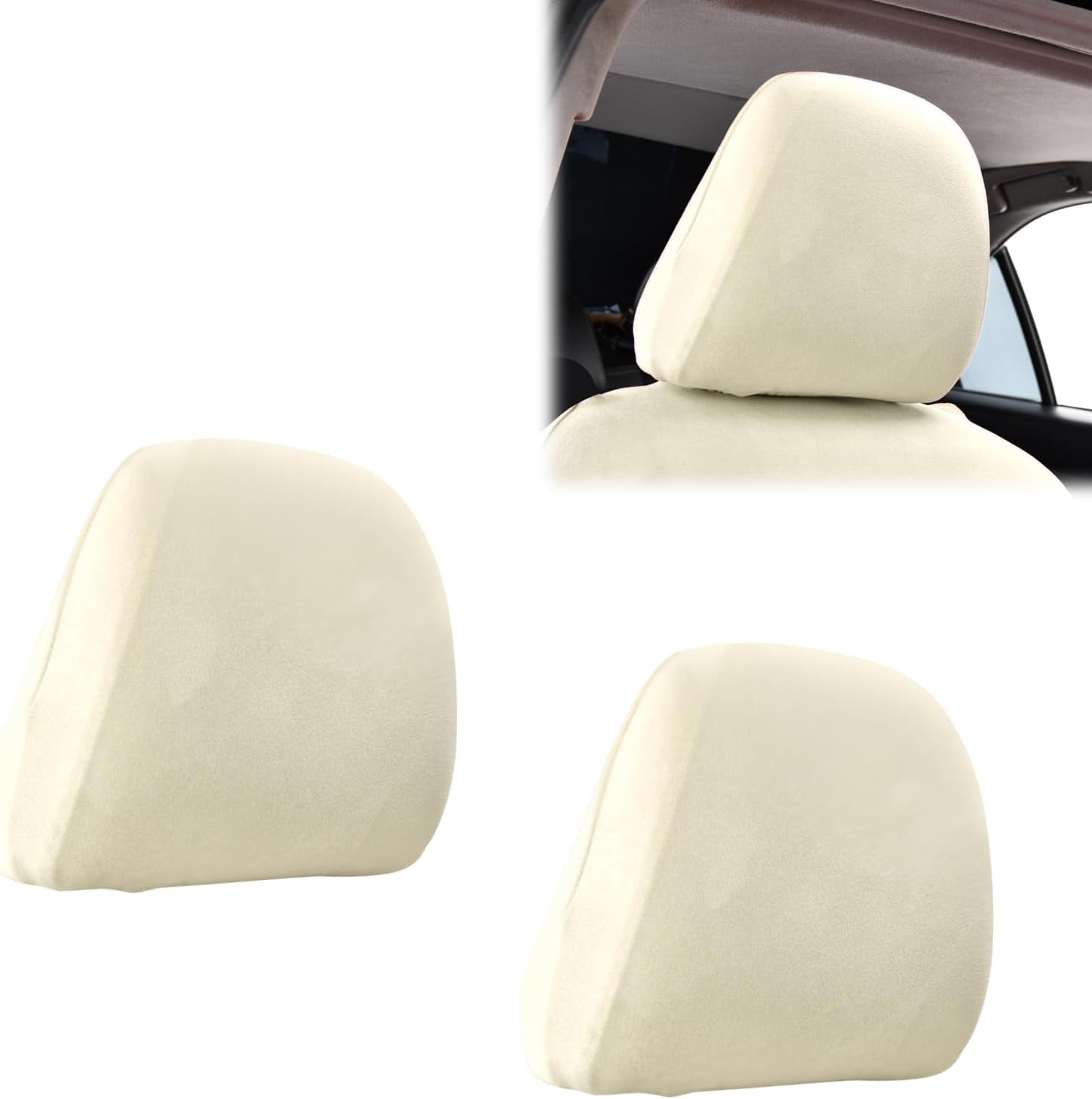 Sinytuto 4 PCS Car Headrest Protectors Replacements, Soft Foldable Breathable Durable Vehicle Seat Pillow Covers, Universal Fully Surrounded Automotive Pillow Accessories for Truck SUV Car (Black)