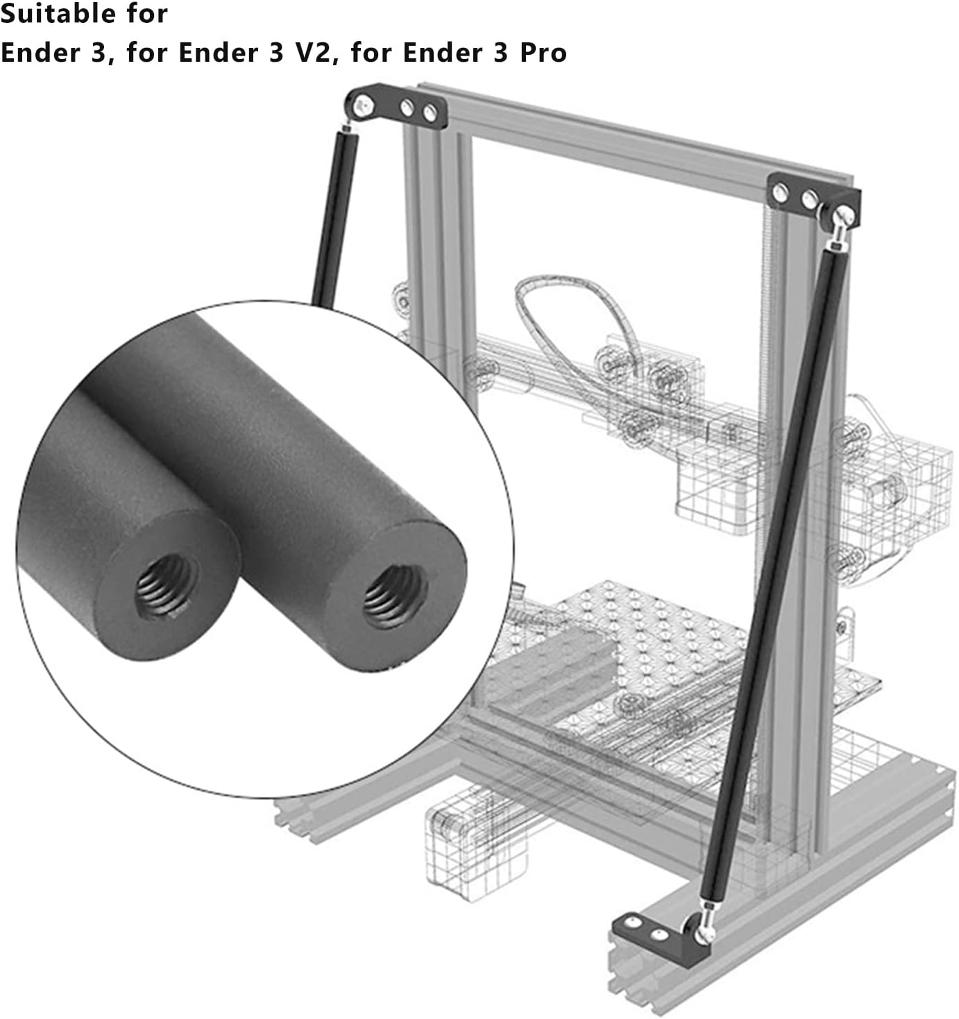 Supporting Rod Set, DIY Upgrade 3D Printer Part Accessories for Ender3 Ender3 V2 Ender3 Pro 220X220X250Mm Print Size, Aluminum Alloy Stainless Steel image number 1