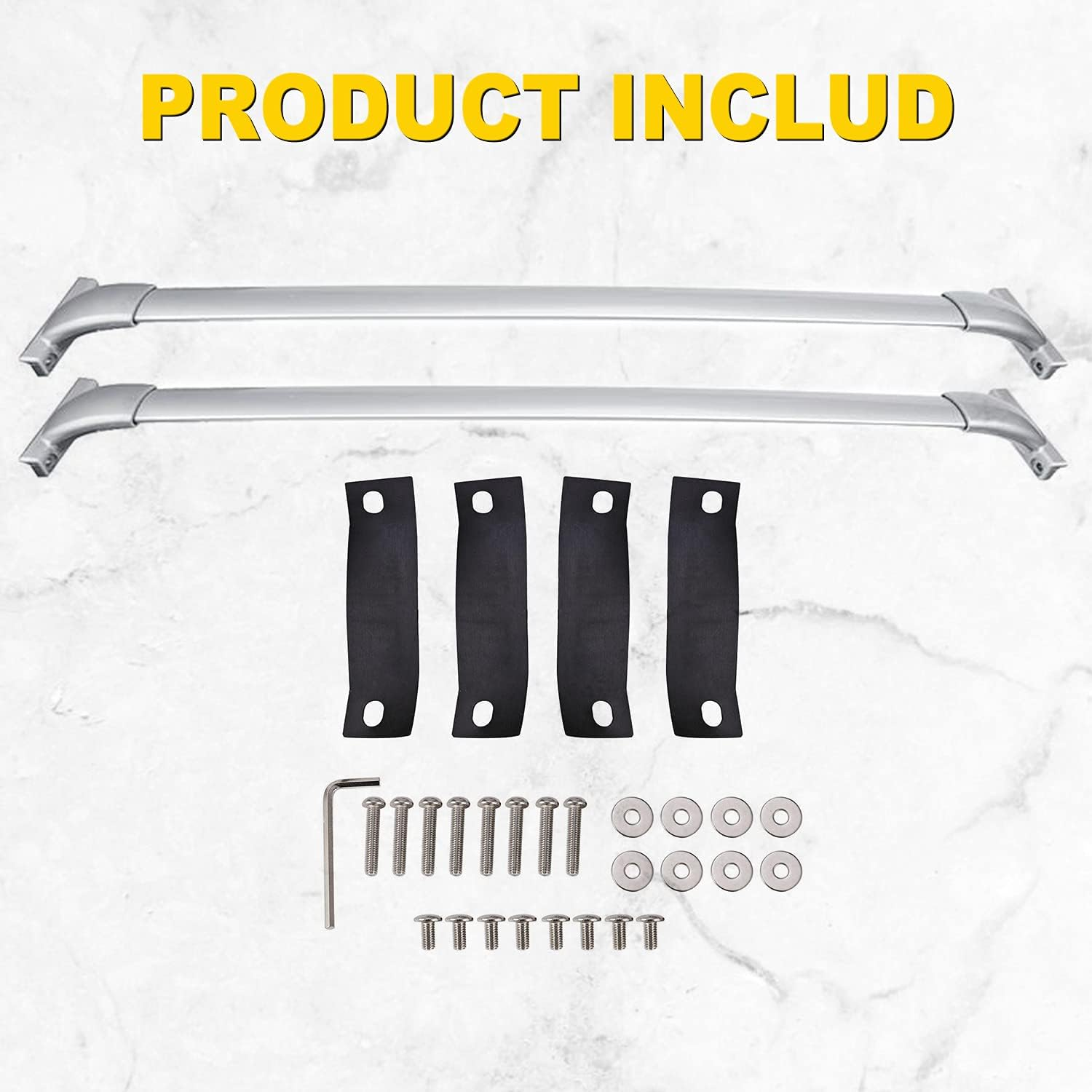 AUXMART Roof Rack Cross Bars 150LBS Silver Rooftop Luggage Racks, for Nissan Pathfinder 2013-2021 & Pathfinder Hybrid 2014 Camping Snowboard Canoe Gear Fishing Pole Bike, Aluminum Cargo Carrier Bars image number 5