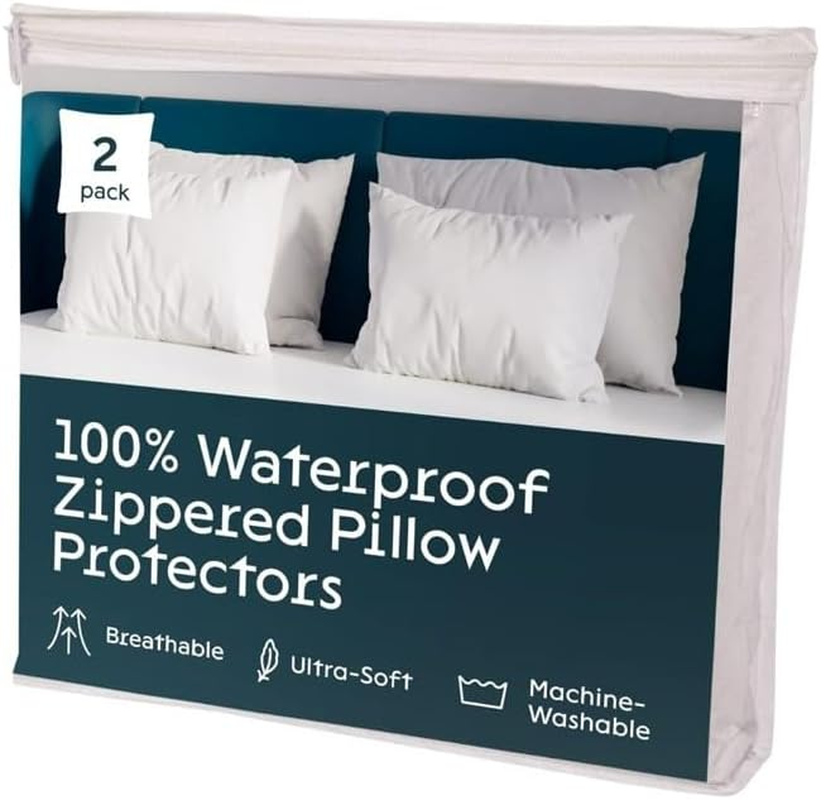 Niagara Sleep Solution King Waterproof Pillow Protectors Pack of 2 Premium Zippered Bed Bug Encasement Hypoallergenic Allergy Covers Bacterial Dust Mite Asthma Quiet Cases image number 2