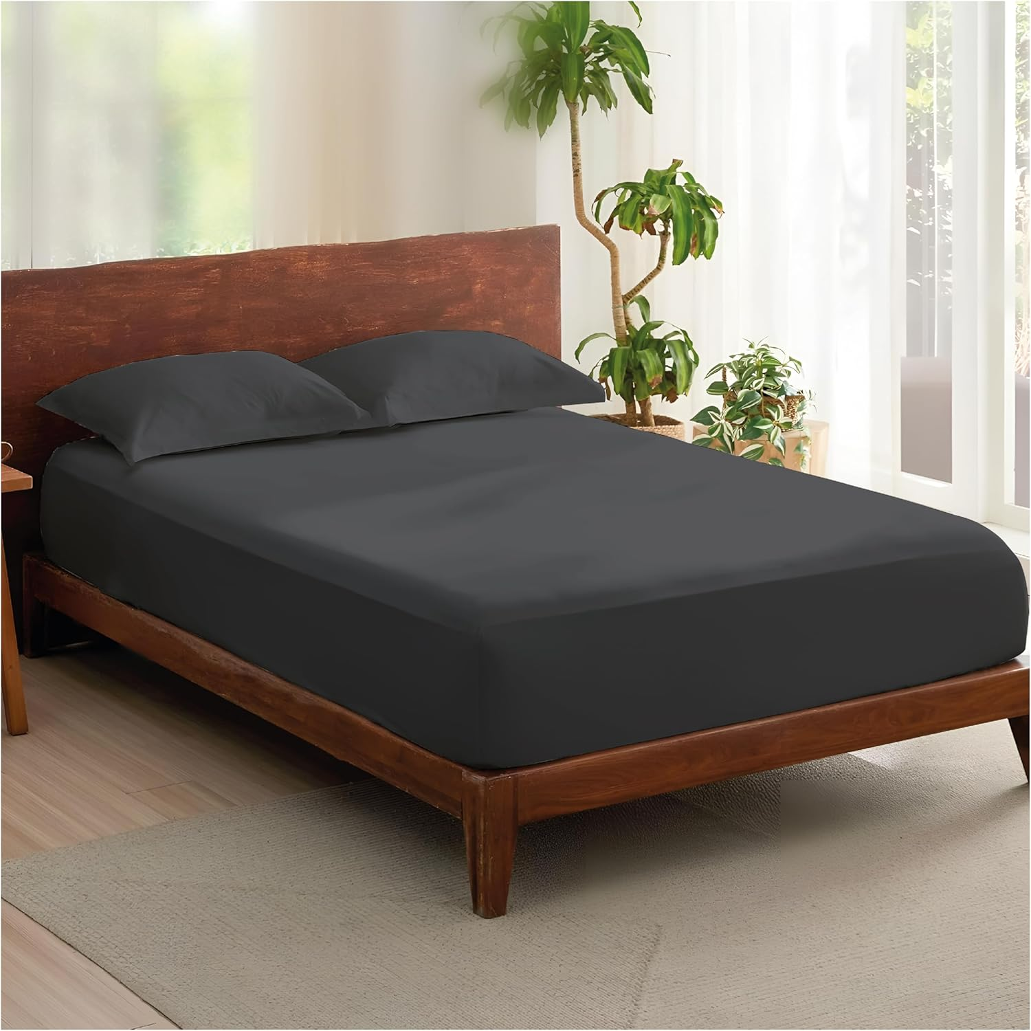 Rehan & Co 100% Egyptian Cotton Fitted Sheets 300 Thread Count Breathable Hotel Qulaity Bedding 12&rdquo; / 30Cm Deep Fitted Bed Sheet. (White Fitted Sheet, King)