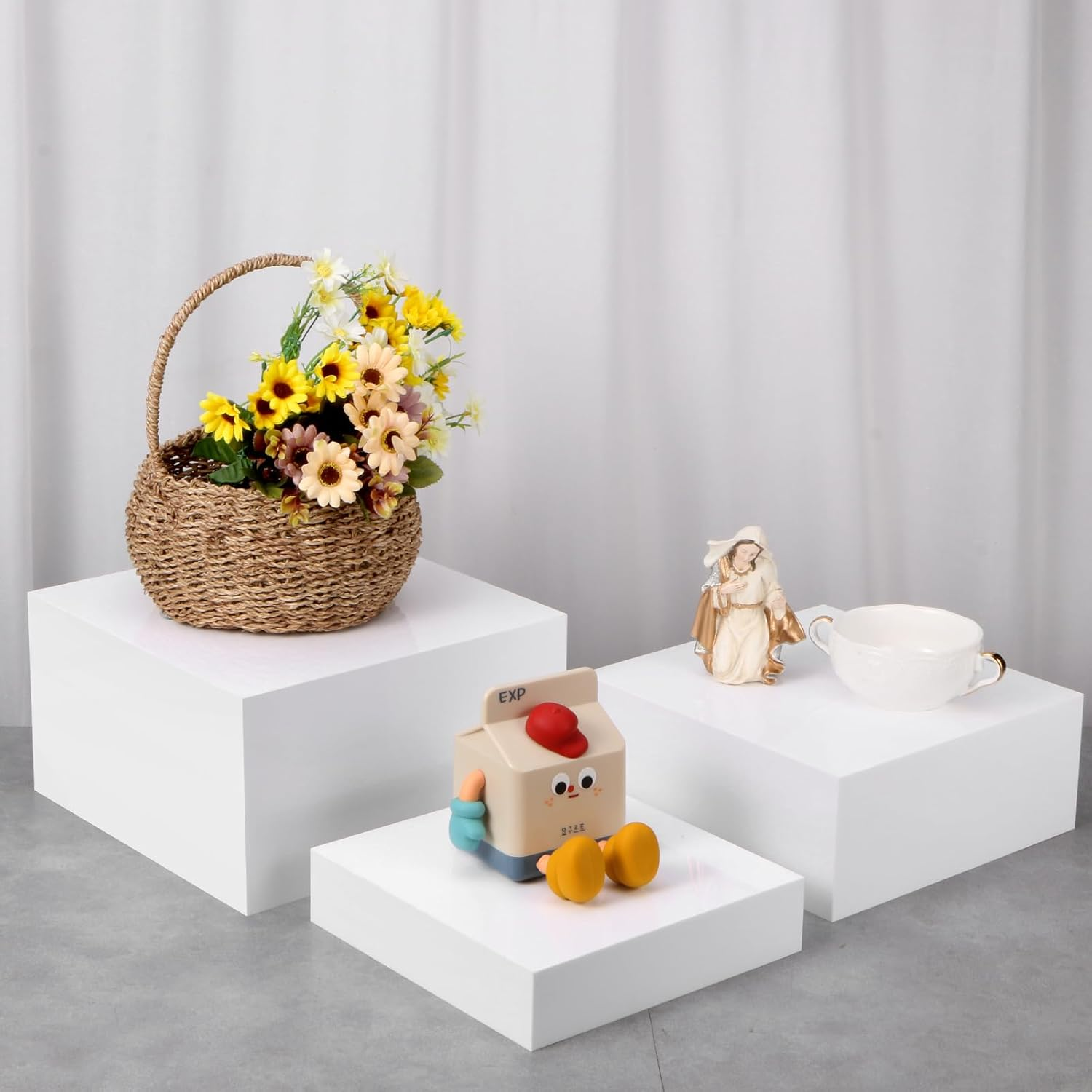 6 Pack Acrylic Display Boxes Cube Riser, Food Display Stands for Party Buffet Risers White Cake Stand Acrylic Square Food Display Set Dessert Table Display Nesting Riser Jewelry Display Holder image number 3