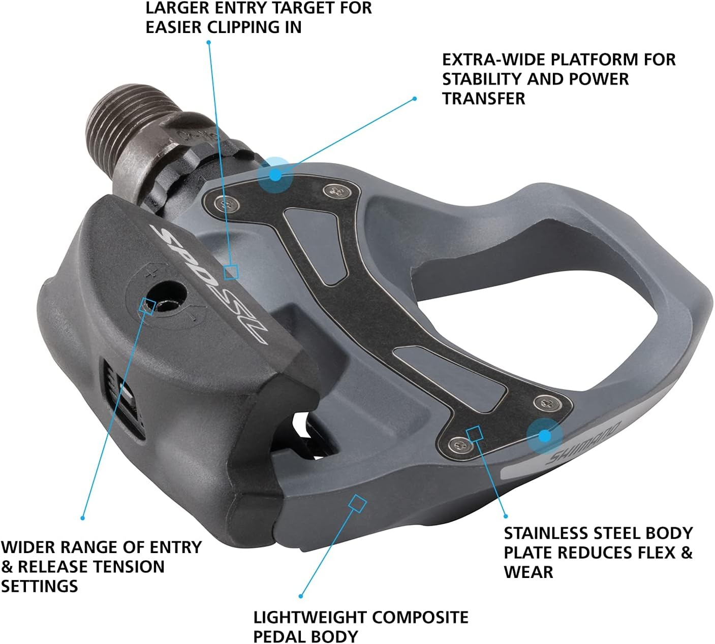 SHIMANO PD-R550 SPD-SL Road Pedals; Black image number 2