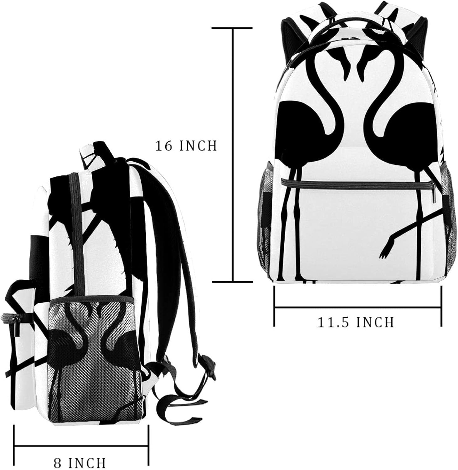 Flamingo Couple Silhouette Backpack Students Shoulder Bags Travel Bag College School Tote Backpacks