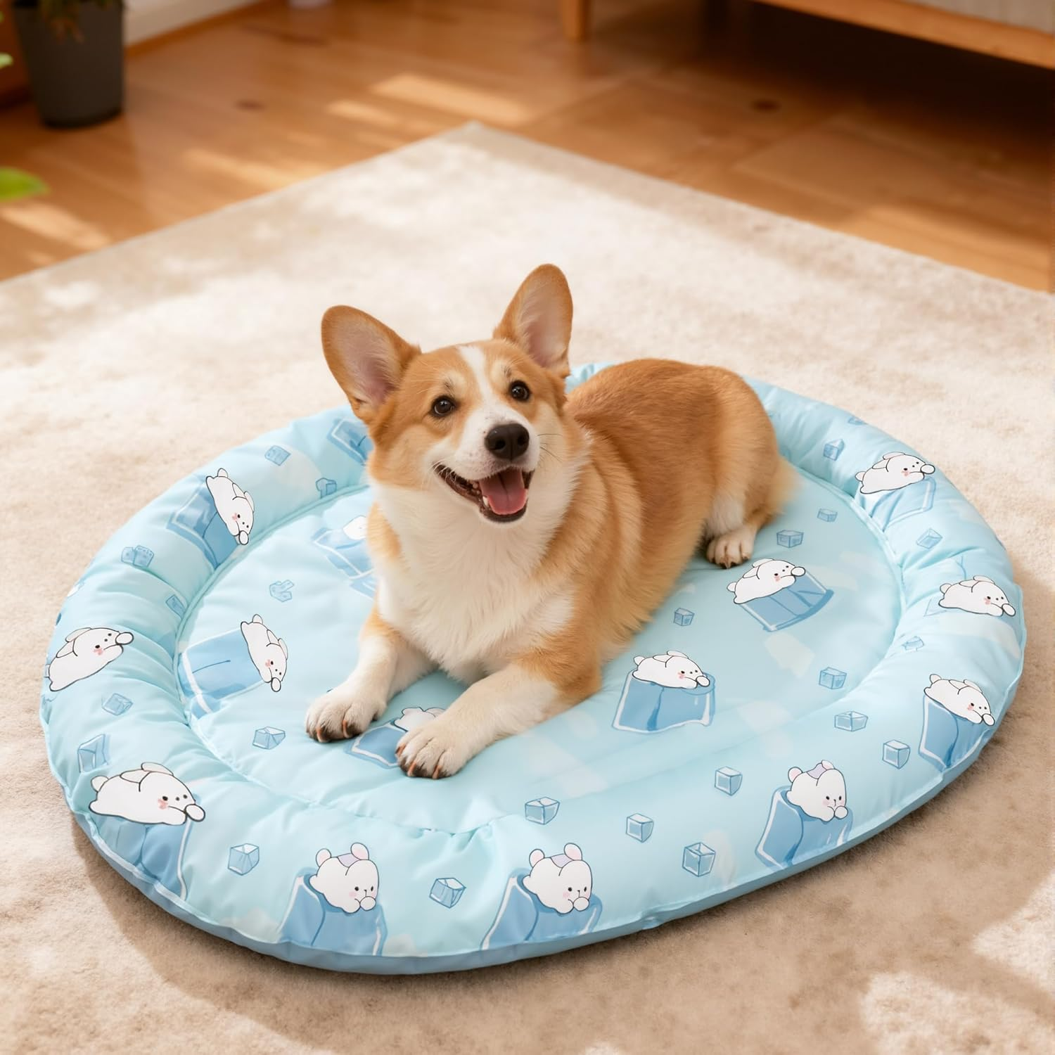 LOVELEDI Dog Cooling Mat - Durable Pet Cooling Pad for Small/Medium Dogs & Cats, Ultra-Comfortable 72X57Cm Dog Sofa Cooling Bed, Endothermic & Easy Clean Portable Ice Mats for Indoor Outdoor Summer image number 2