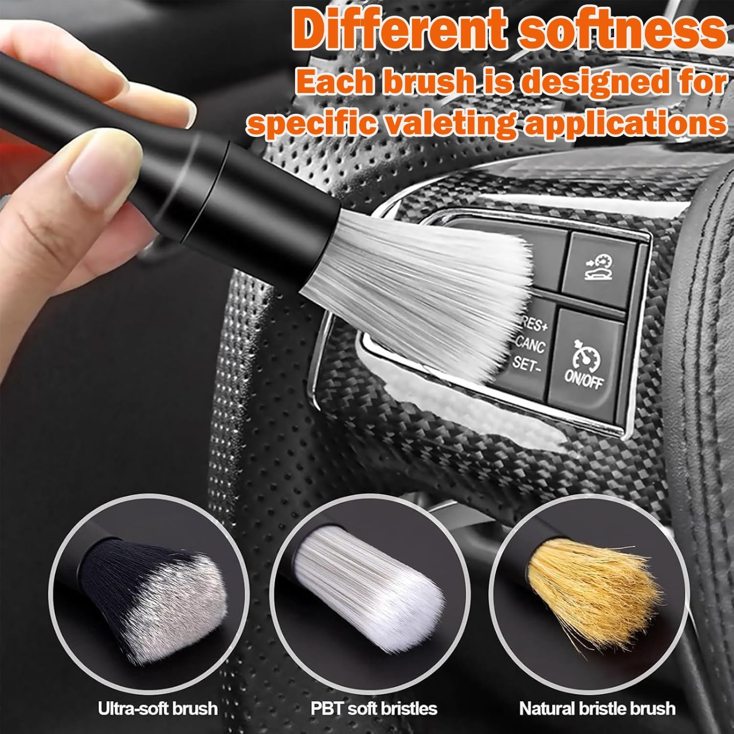 SILHOL Car Brush 4 Pieces, Car Interior Clean Brush Tools, Auto Interior Dust Brush, Car Detailing Soft Bristles Brush for Automotive Dashboard, Air Conditioner Vents, Scratch Free image number 2