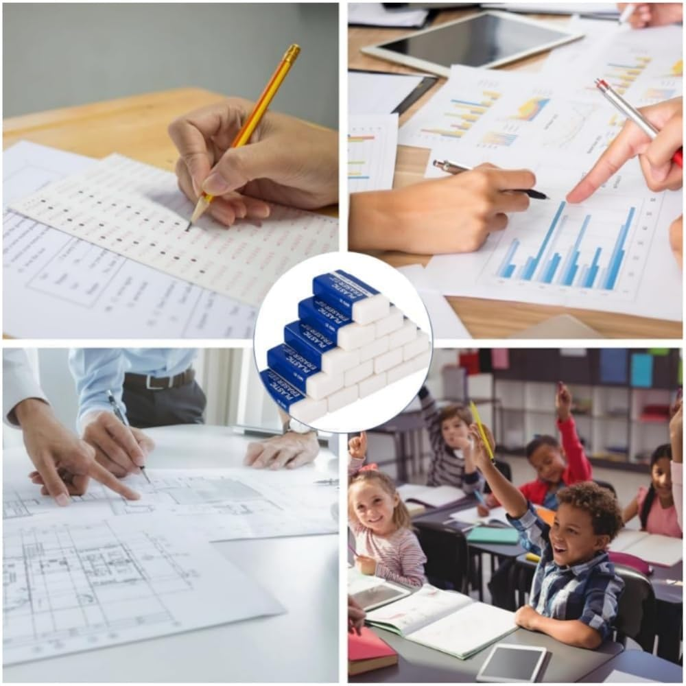 Fabselection 2B Erasers Bulk, 30 Pcs Pencil Eraser, White Eraser, 2B Soft Rubbers Erasers for School Office Supply Stationery Sketching Writing Painting (5 X 2 X 1Cm) image number 3