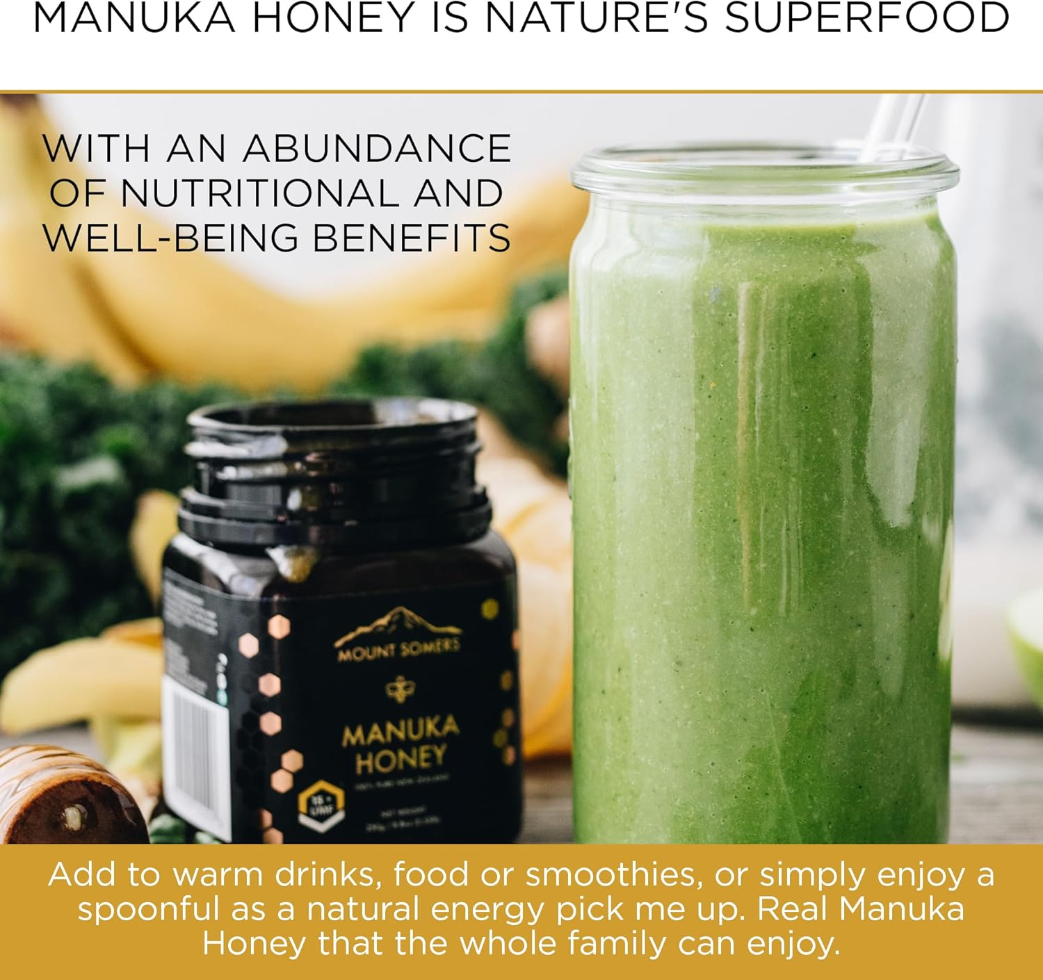 Mount Somers 100% Pure Premium Raw Manuka Honey - UMF 5+ / MGO 83+ 500G Jar, Non GMO New Zealand Manuka Honey, Genuine Natural Superfood, Great Taste, UMF Certified & Traceable
