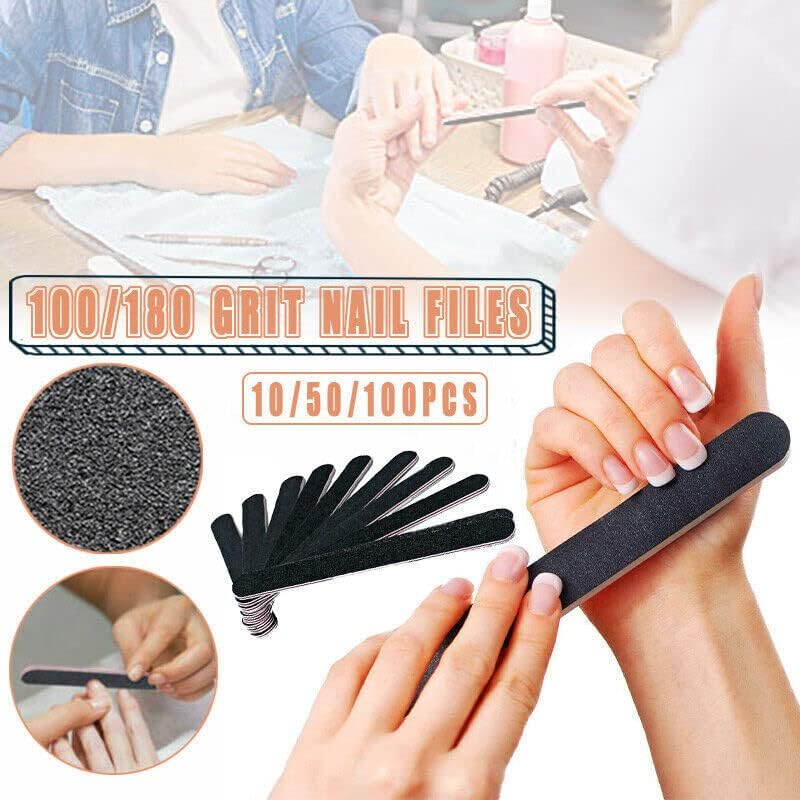 Nail Files Professional 100/180 Grit Nail File Art Pedicure Manicure Pedicure, UV Gel & Acrylic Nail Prep, Home and Salon Use image number 1