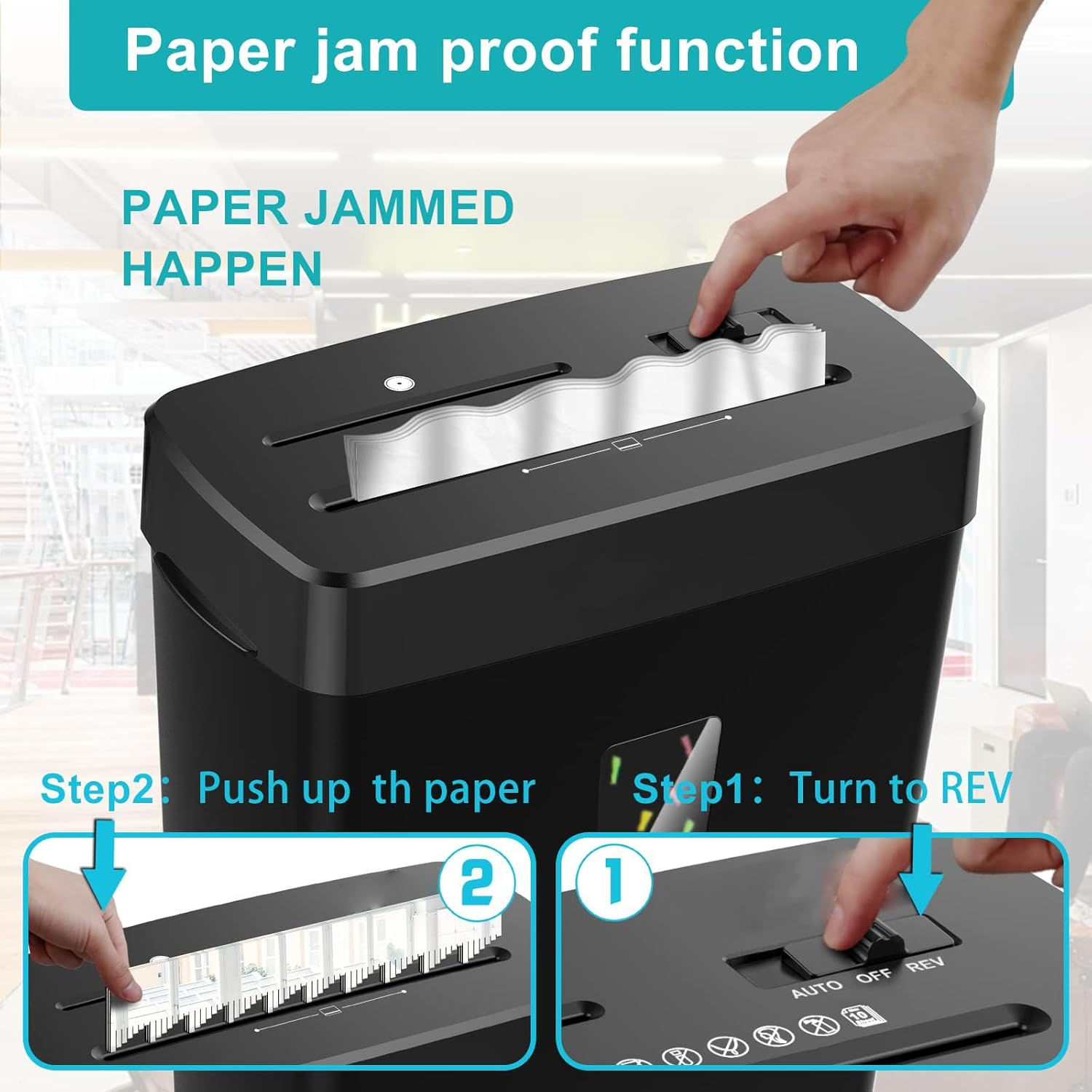 SIMTWO Paper Shredder, 10-Sheet Cross Cut Paper Shredders for Home Office Use, Heavy Duty Shredders P-4 Security Level with 13L Bin, 3 Mode - Shreds CD and Credit Card - Durable, Fast, and Jam Proof image number 1