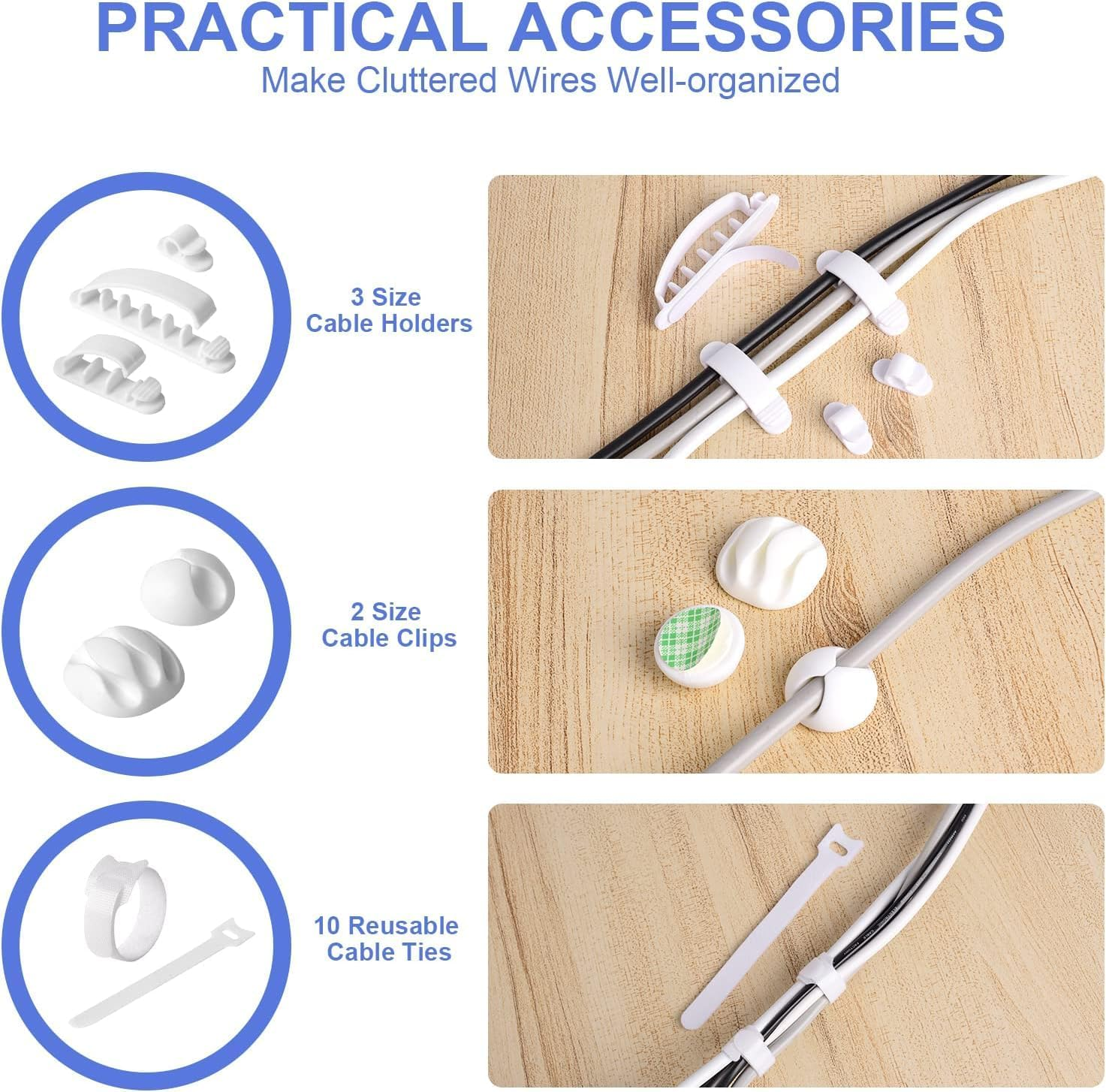 Cable Management Box |,Cord Organizer Box with Lid, Power Strip Storage Box for Desk Cable Organizer for Computers (Deep White) - Milky image number 6