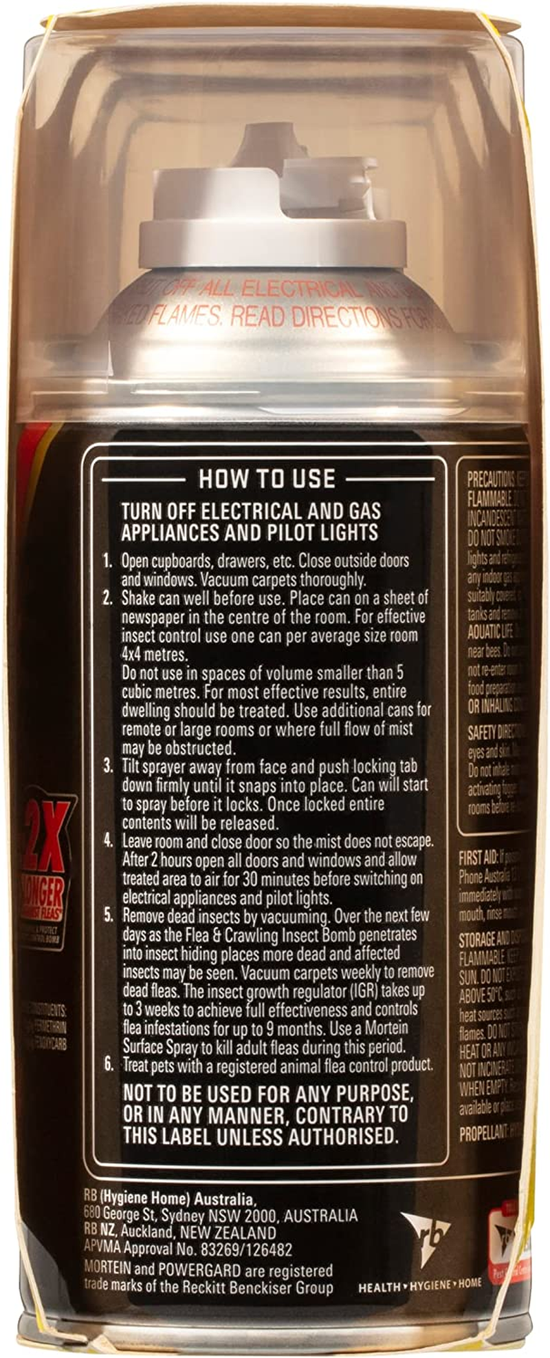 Mortein Power Gard Flea & Crawling Insect Control Bomb Spray 150 G (Pack of 3) image number 6