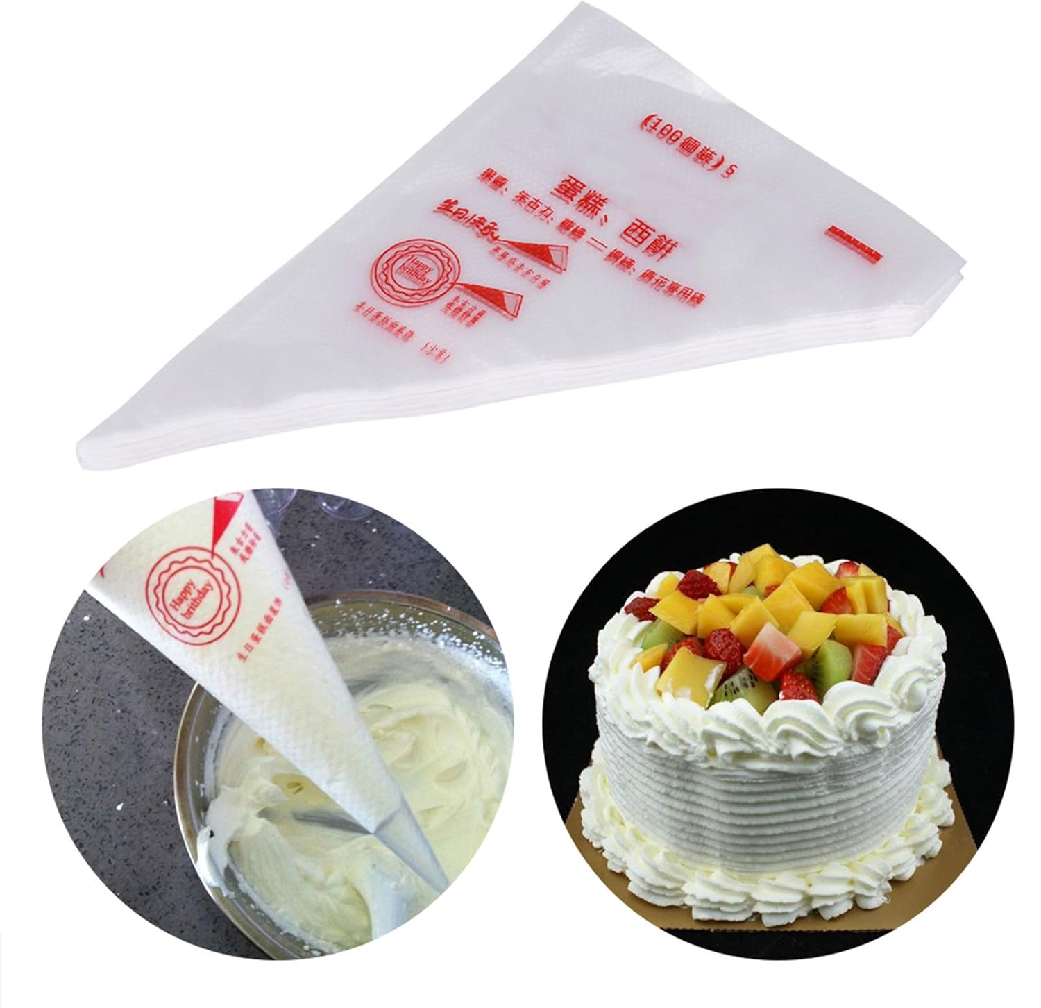 Decorating Piping Bags, 10, 12, 13 Inch, Pack of 100 Reusable Icing Pastry Thick Pastry Frosting Cream Bags for Baking Decorating Cake Cupcake Cookie Icing (S) image number 3