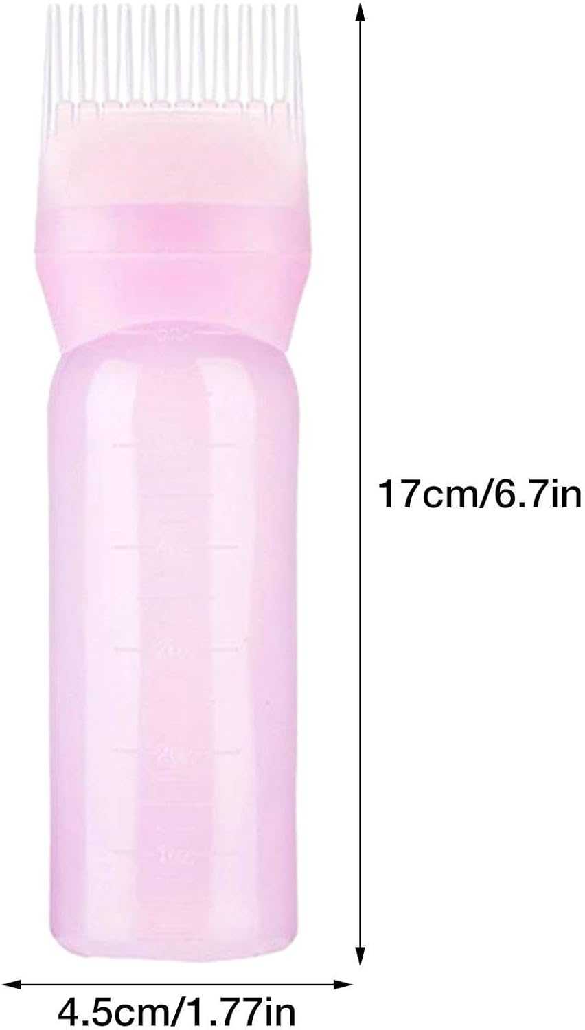 Root Comb Applicator Bottle, Professional Brush with Graduated Scale, Hairdressing Coloring Styling Tool Root Application Cup for Hair - Pink image number 3