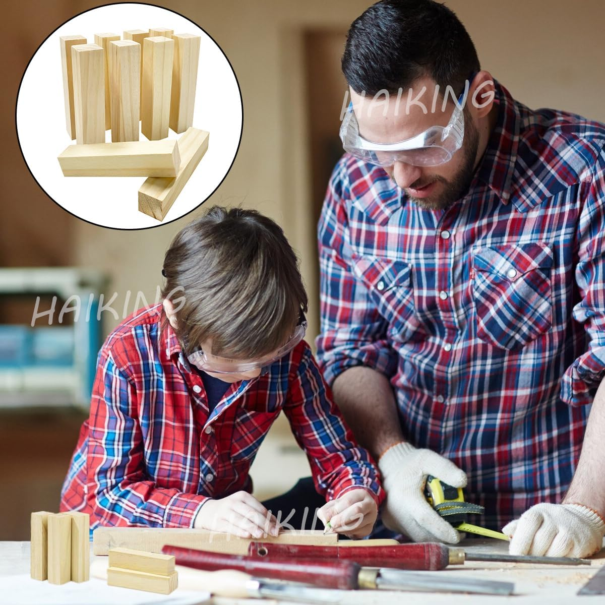 HAIKING Basswood Wooden Blocks, 10 PCS Rectangular Unfinished Wooden Craft for Carving, Whittling (10 X 2 X 2Cm/3.93 X 0.78 X 0.78In) image number 4