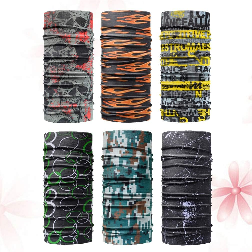 CLISPEED 6Pcs Cycling Neck Gaiter Fishing Headband Bandanas Face Cover Summer Cooling Balaclava Outdoor Scarf Headwear for Hiking Camping Hunting (Random Pattern) image number 3