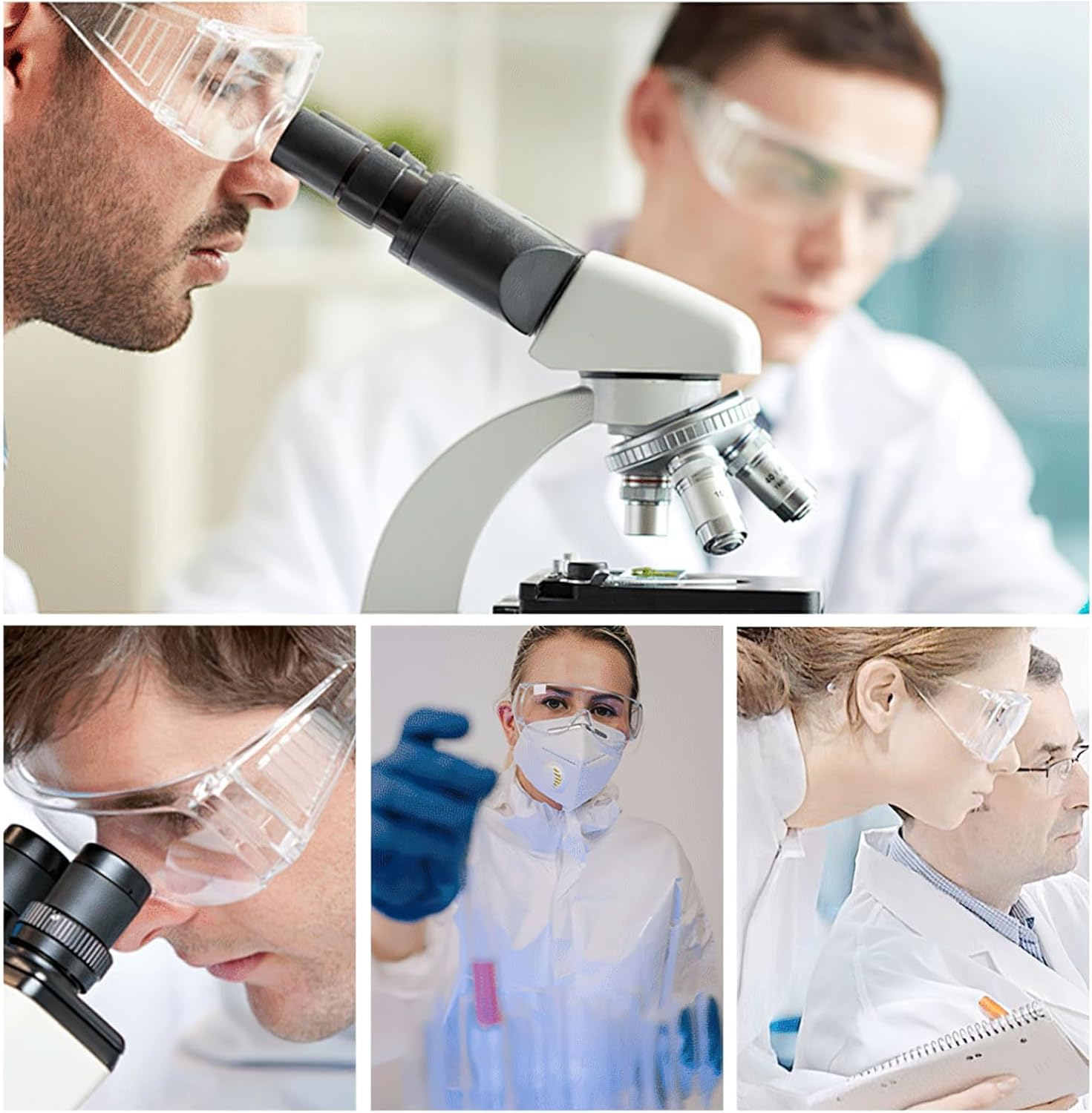 Safety Glasses, Work Safety Glasses, Pack of 2, Transparent Safety Glasses, Anti-Fog & Shatterproof, ANSI Z87.1 & EN 166, Uv-Resistant, Scratch-Resistant for Glasses Wearers, Laboratory, Chemistry image number 1