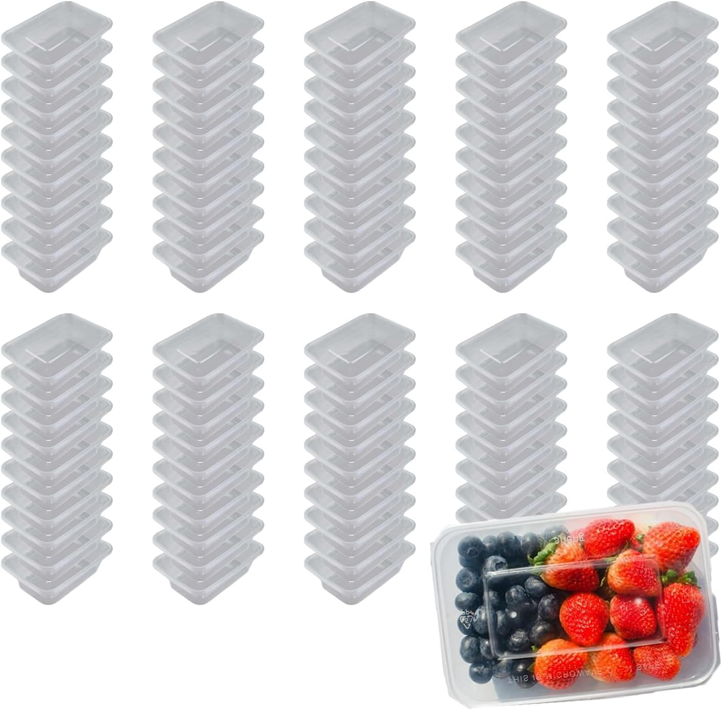 WEZCHUGHAOL Food Storage Containers with Lids, 1000 Ml/750 Ml, Clear Plastic, 100-Pack (1000 Ml) image number 4