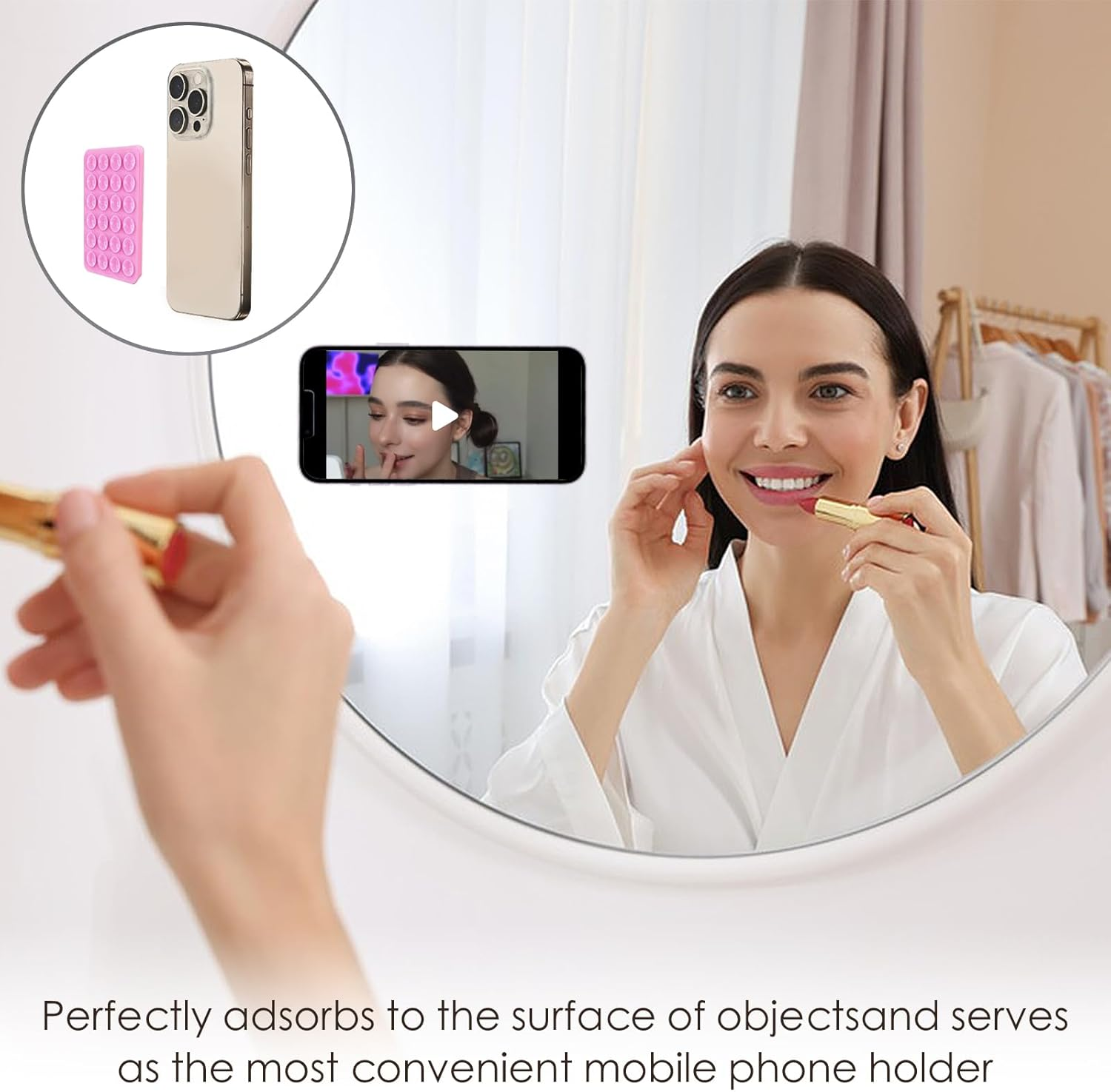 Bonlaer Silicone Suction Case, Anti-Slip Suction Phone Holder, Silicon Phone Stand for Selfies and Videos, Pack of 8