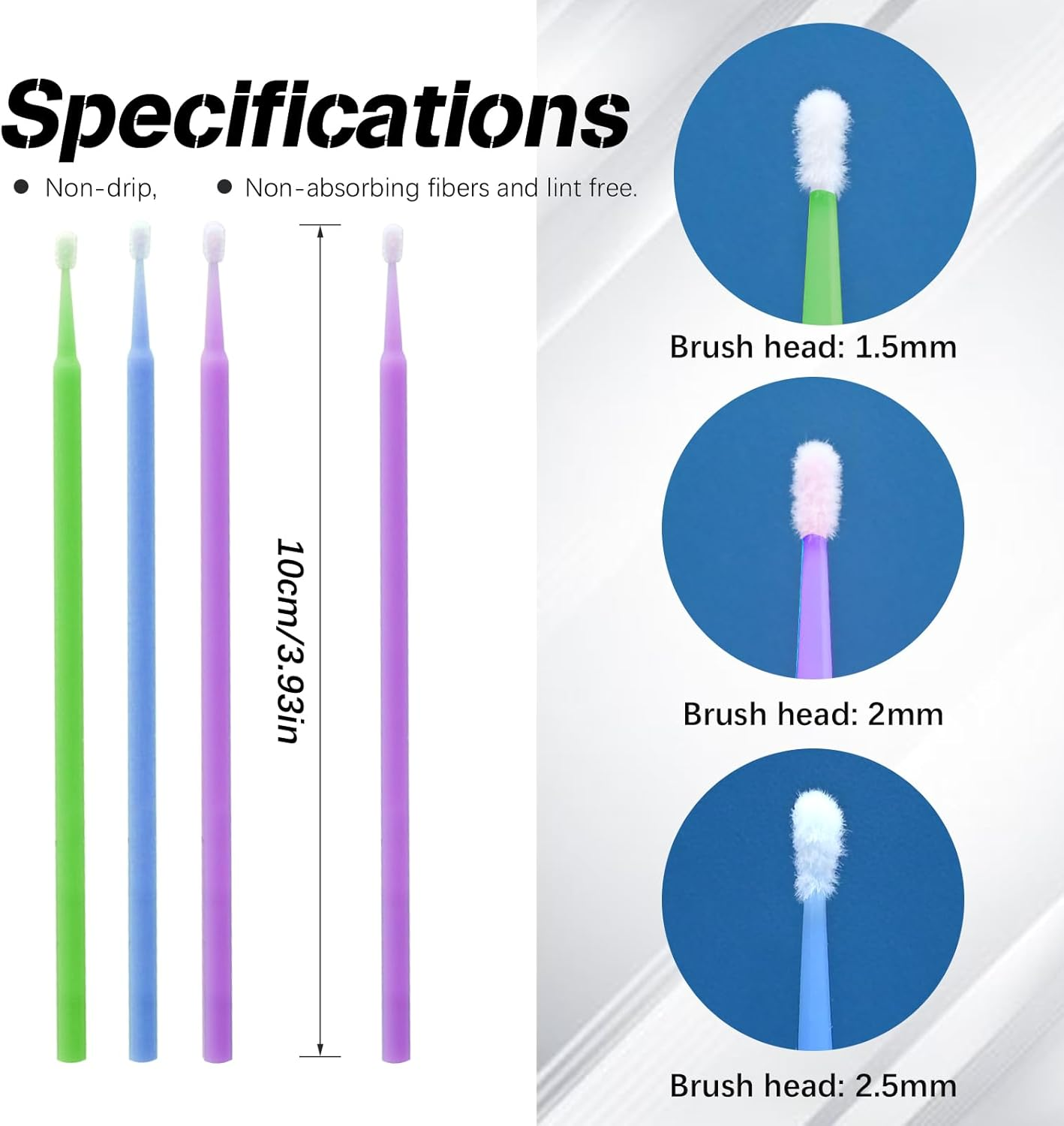 Touch up Paint Brushes for Automotive Paint Chip Repair Disposable Micro Applicators 2.5 Mm, 2.0Mm and 1.5 Mm (L: 2.5Mm, Blue, M: 2.0Mm, Green, S:1.5Mm, Purple) 300Pcs image number 4